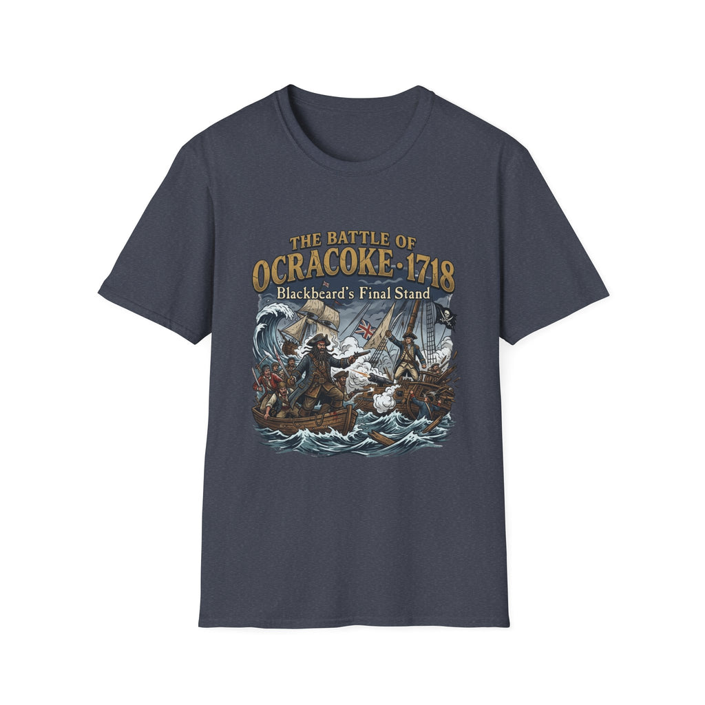 Ocracoke 1718 Battle T-Shirt — "The Battle of Ocracoke 1718: Blackbeard’s Final Stand" Pirate History Tee