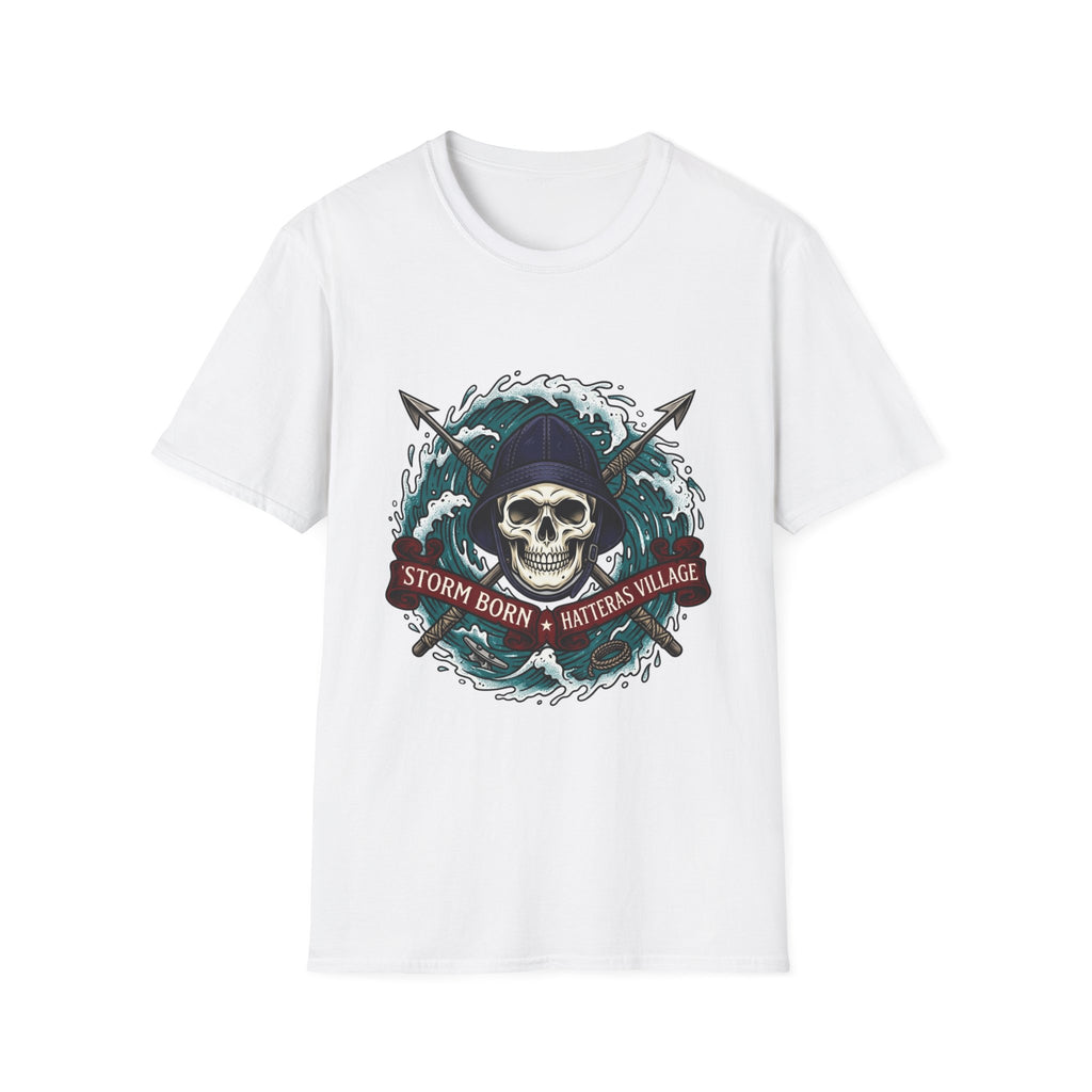 Skull Mariner T-Shirt — "Storm Born, Hatteras Village" Nautical Graphic Tee