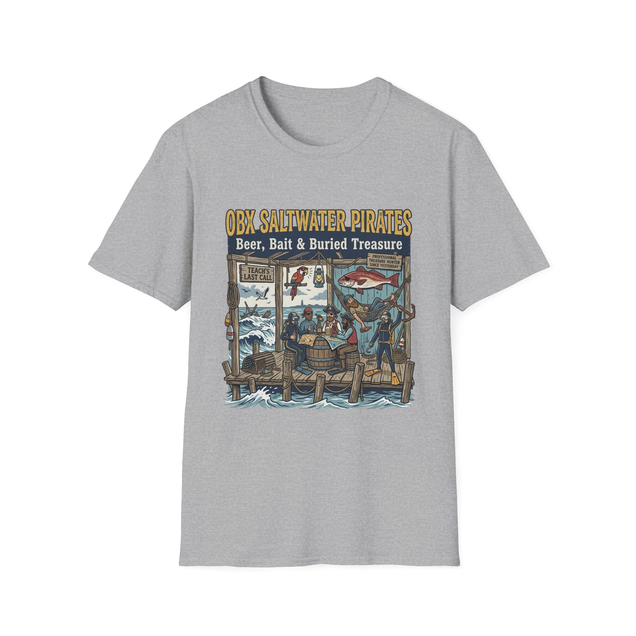 OBX Saltwater Pirates T-Shirt — Beer, Bait & Buried Treasure Coastal Tee