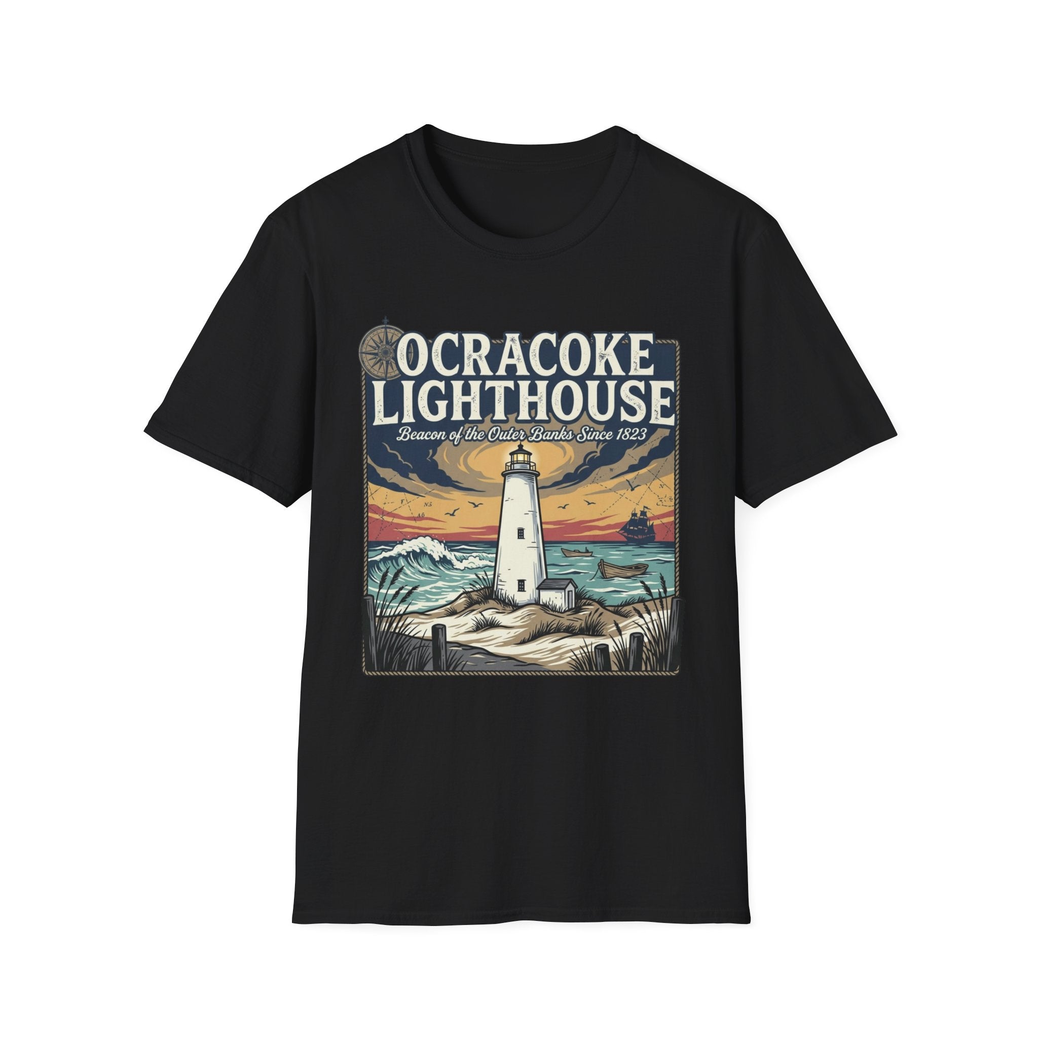 Ocracoke Lighthouse T-Shirt — Vintage Coastal Beacon Tee