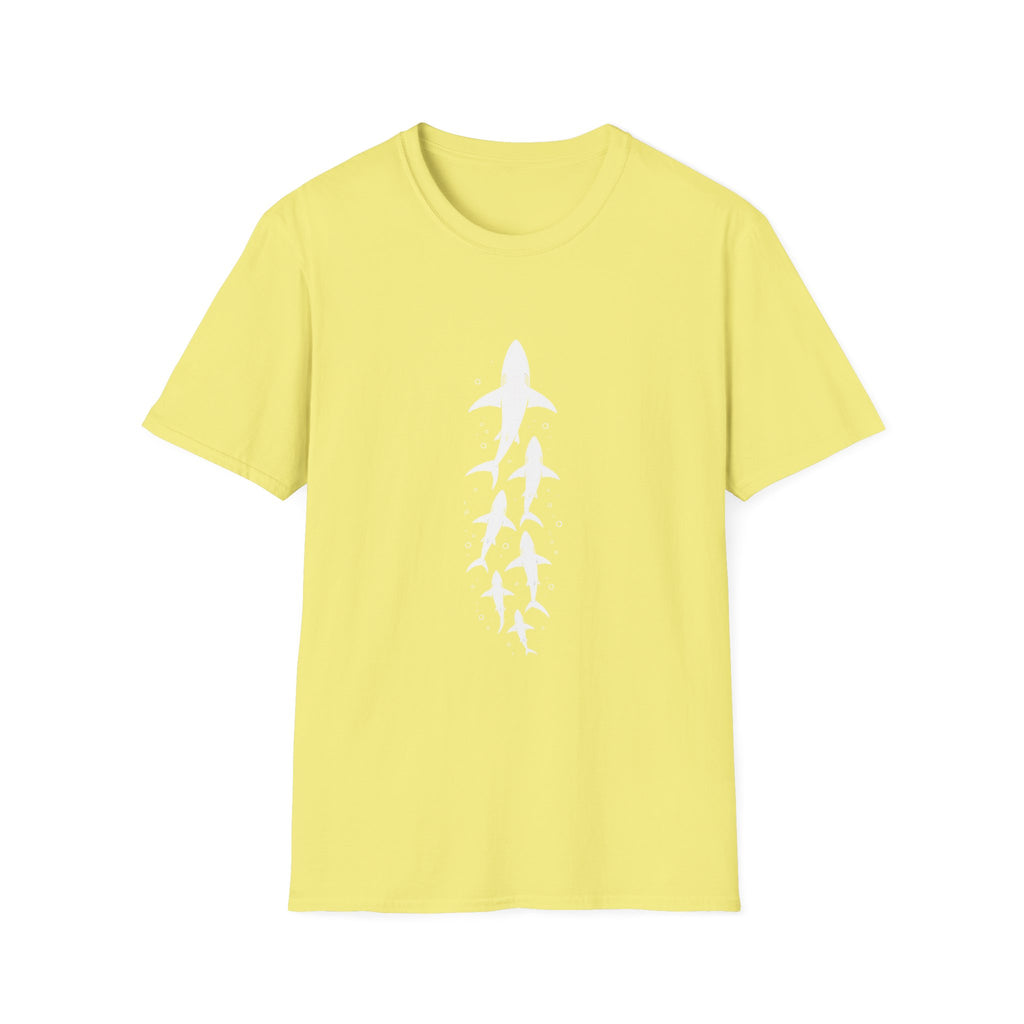 Shark Family Graphic T-Shirt — Vertical White Sharks Design