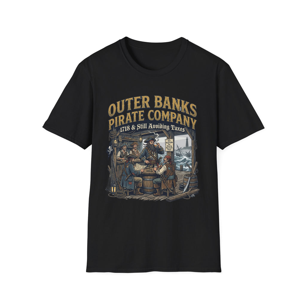 Outer Banks Pirate Company T-Shirt — "1718 & Still Avoiding Taxes" Vintage Nautical Tee
