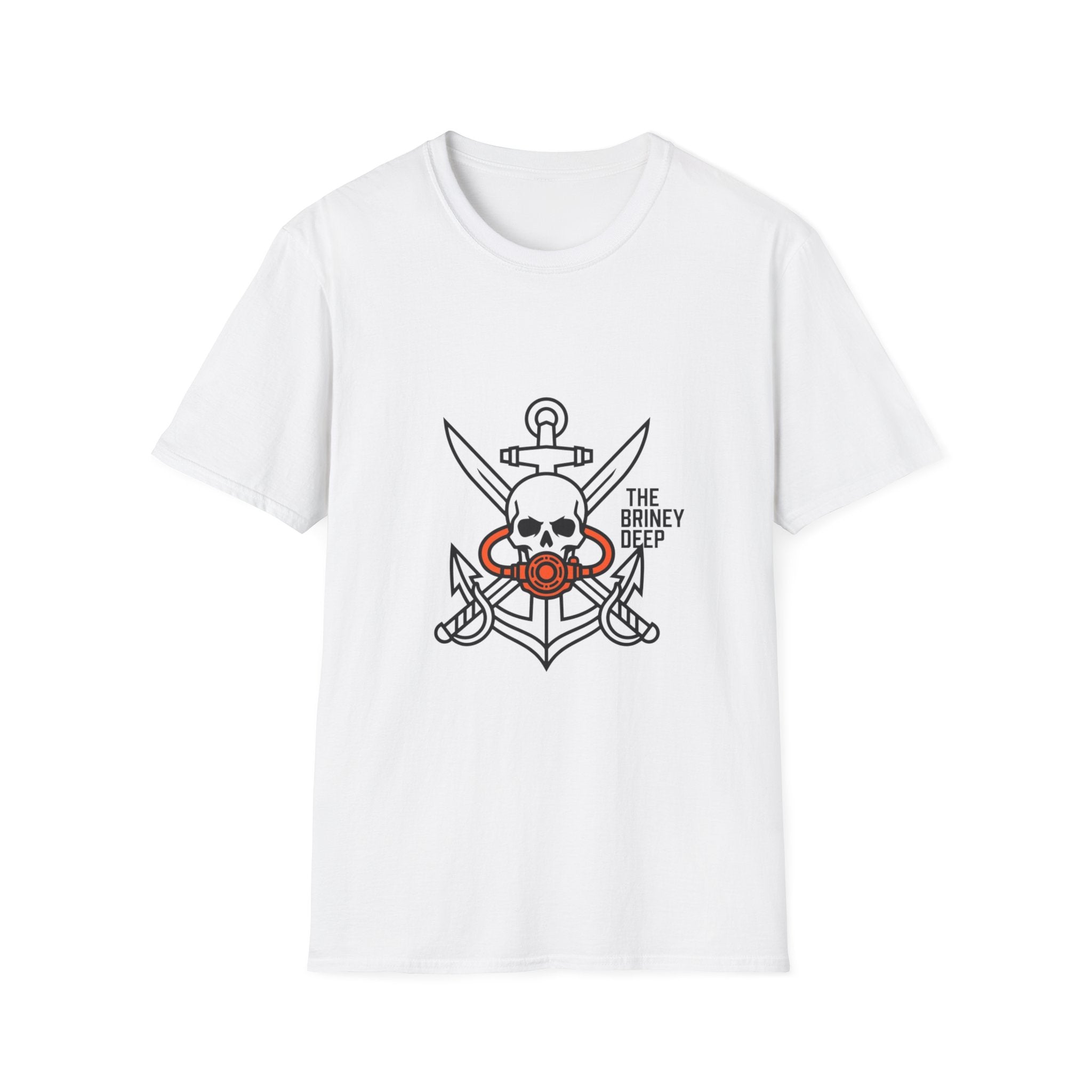 Pirate Skull Anchor T-Shirt — “The Briney Deep” Nautical Crew Tee