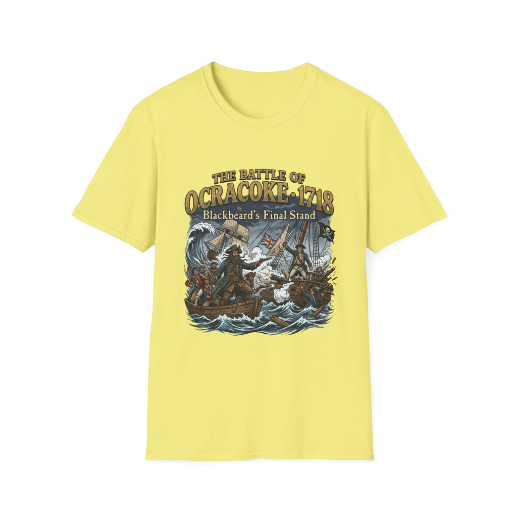 Ocracoke 1718 Battle T-Shirt — "The Battle of Ocracoke 1718: Blackbeard’s Final Stand" Pirate History Tee