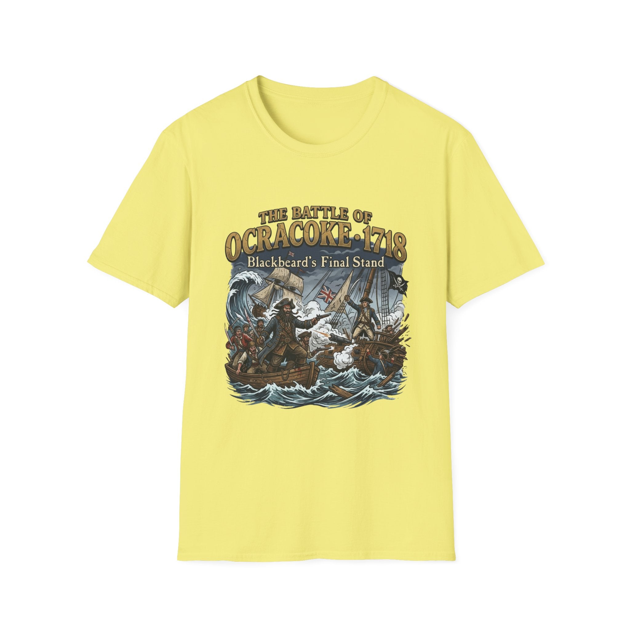 Ocracoke 1718 Battle T-Shirt — "The Battle of Ocracoke 1718: Blackbeard’s Final Stand" Pirate History Tee