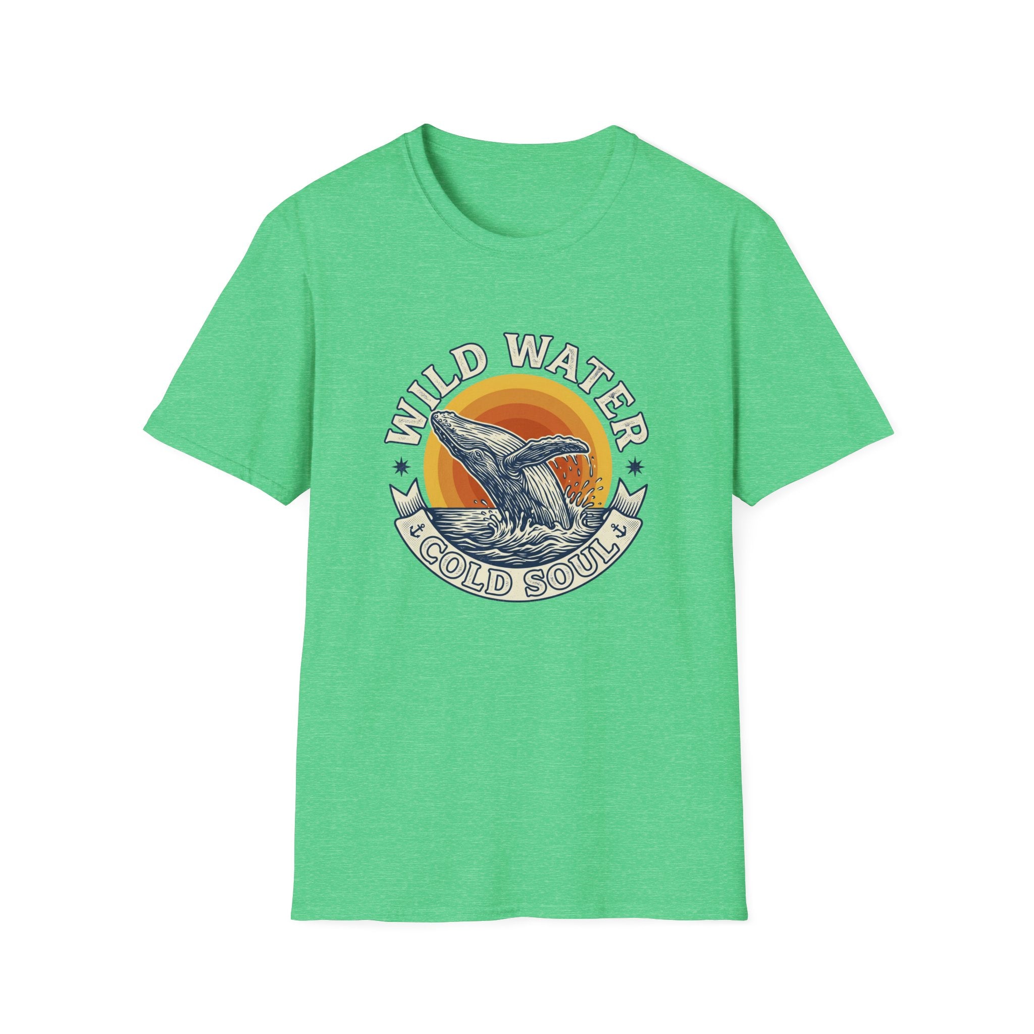 Wild Water Cold Soul Whale T-Shirt — Vintage Ocean Sunset Tee