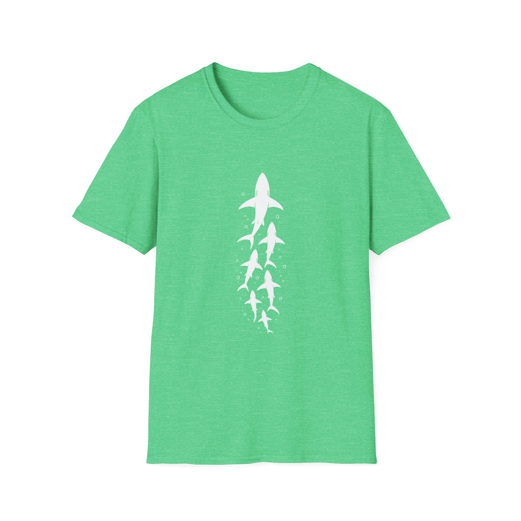 Shark Family Graphic T-Shirt — Vertical White Sharks Design