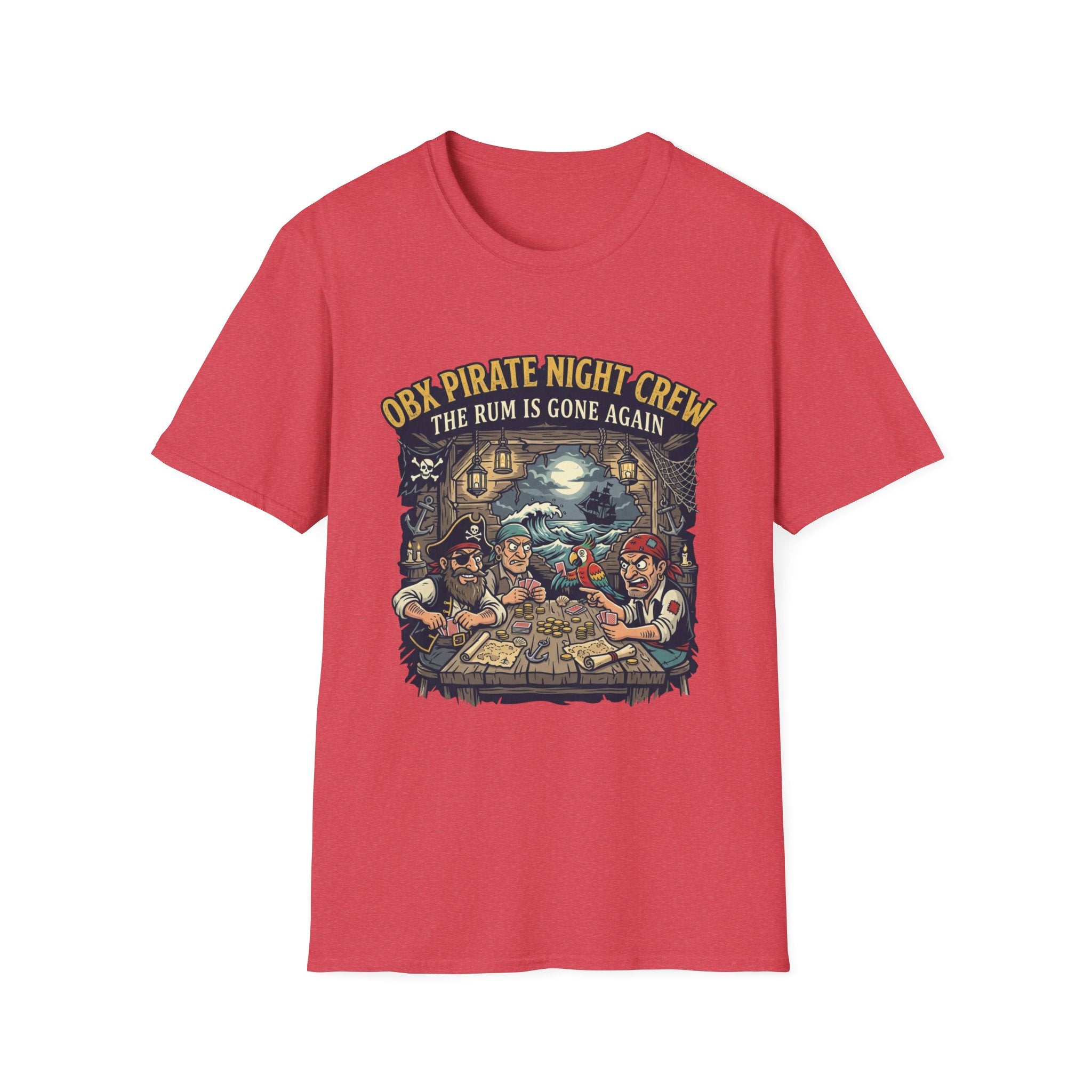 Pirate Night Crew T‑Shirt — "OBX Pirate Night Crew: The Rum Is Gone Again" Graphic Tee