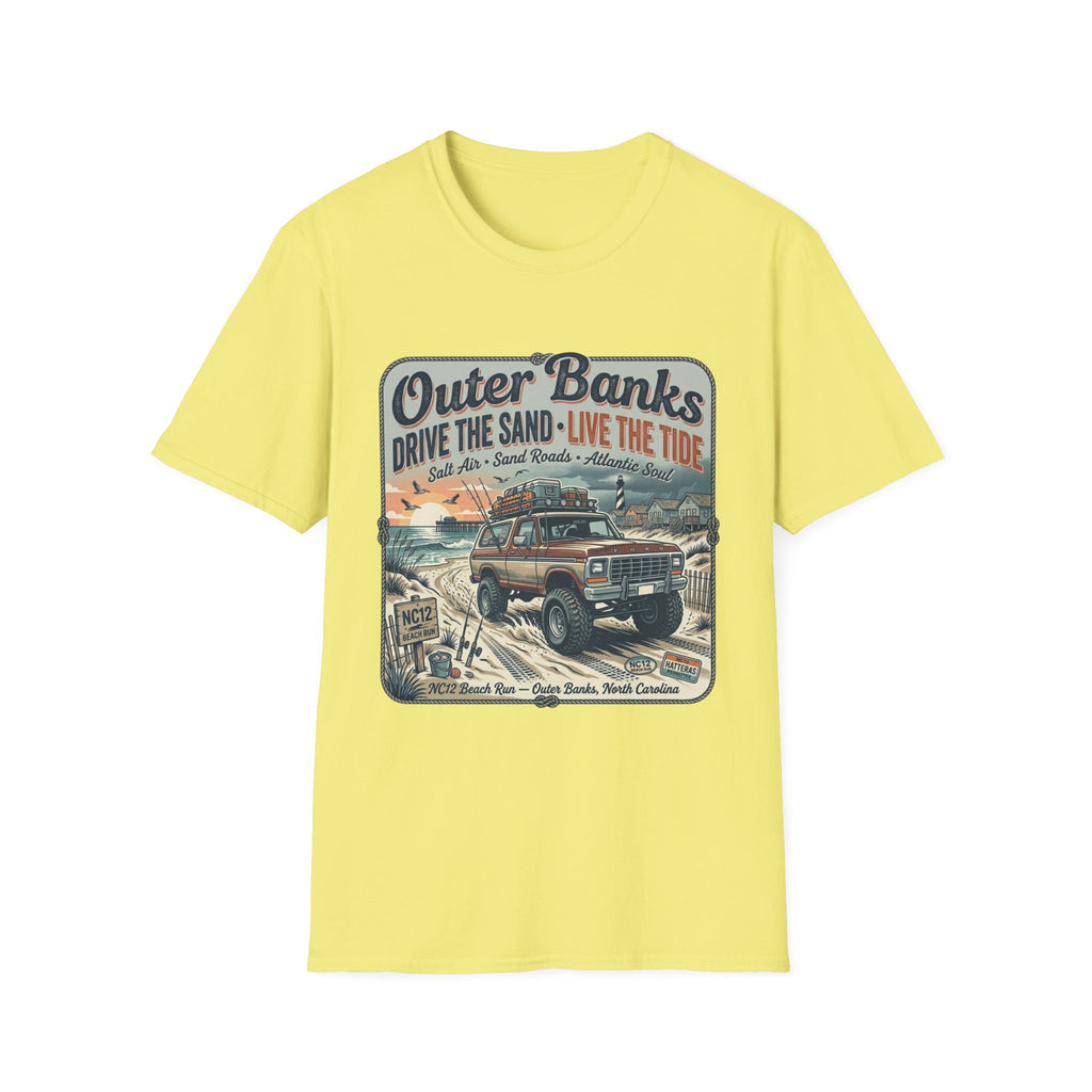Outer Banks T-Shirt — "Drive the Sand • Live the Tide" Vintage Beach Tee
