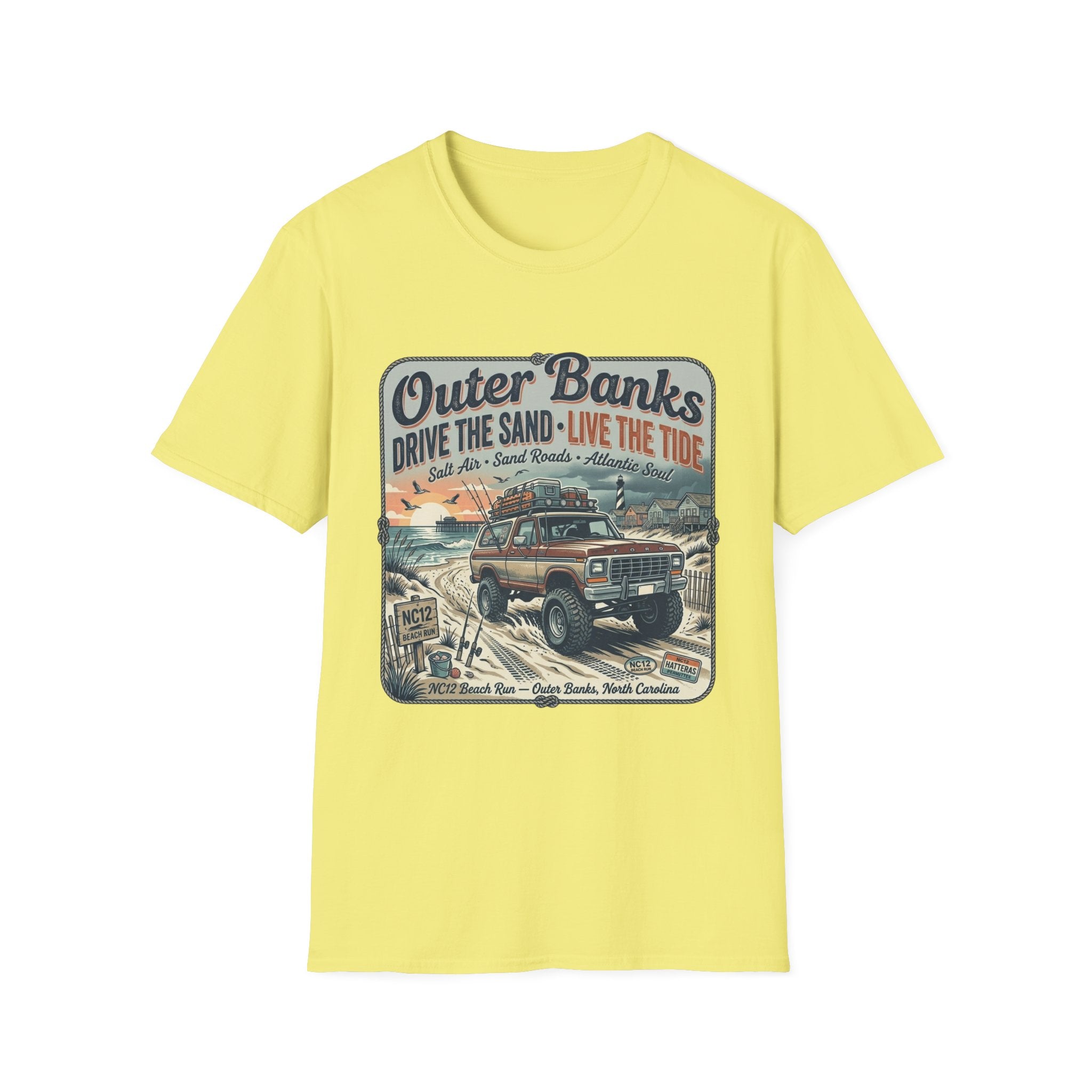 Outer Banks T-Shirt — "Drive the Sand • Live the Tide" Vintage Beach Tee