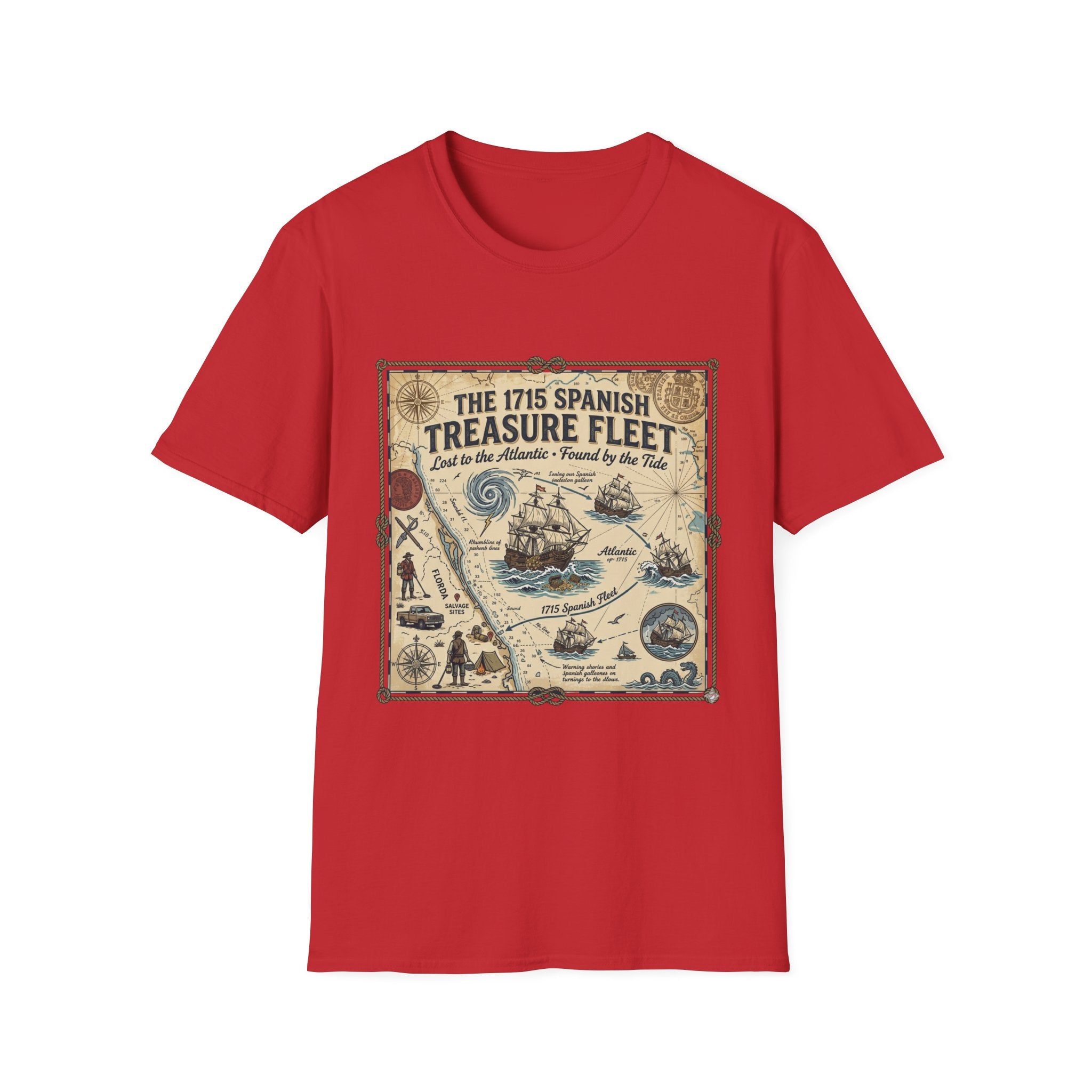 Treasure Fleet T-Shirt — 1715 Spanish Shipwreck Map Vintage Dive Tee