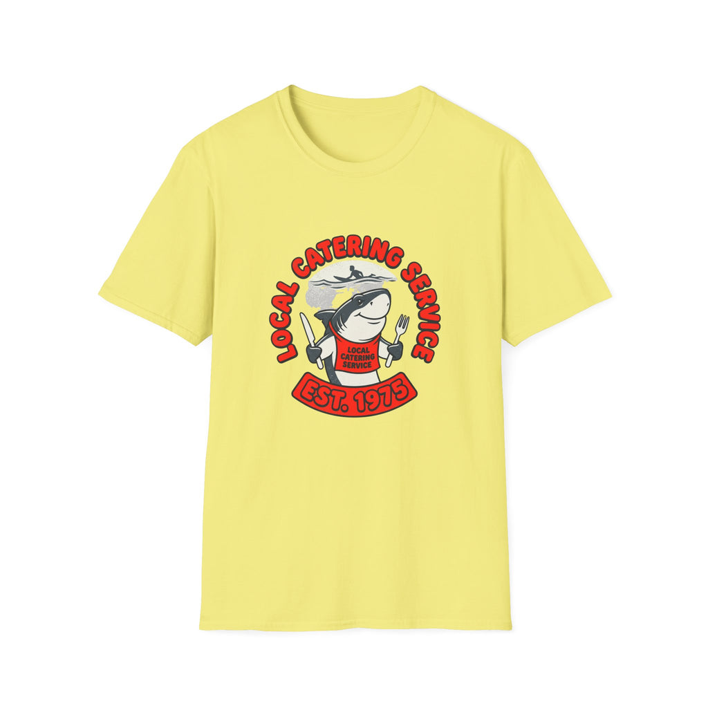 Local Catering Service Shark T-Shirt — 'Est. 1978' Retro Chef Logo Tee