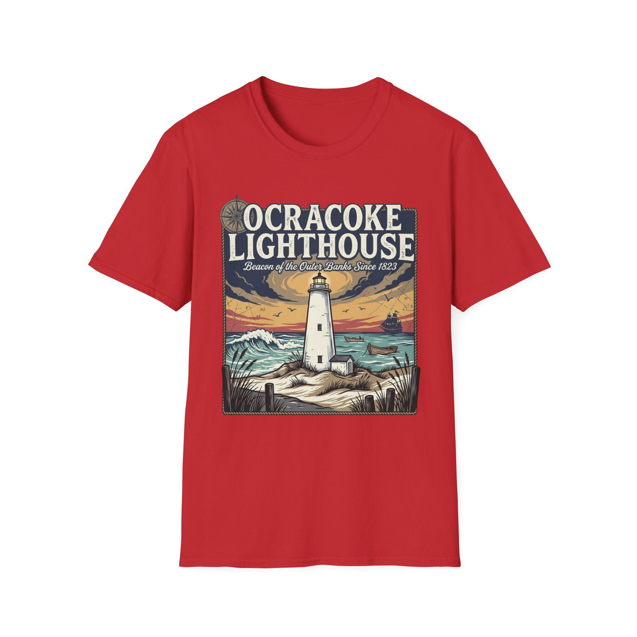 Ocracoke Lighthouse T-Shirt — Vintage Coastal Beacon Tee