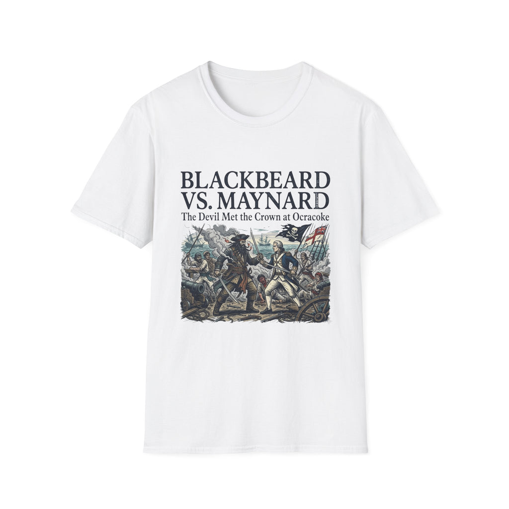 Blackbeard vs. Maynard T‑Shirt — "The Devil Met the Crown at Ocracoke" Historical Pirate Battle Tee