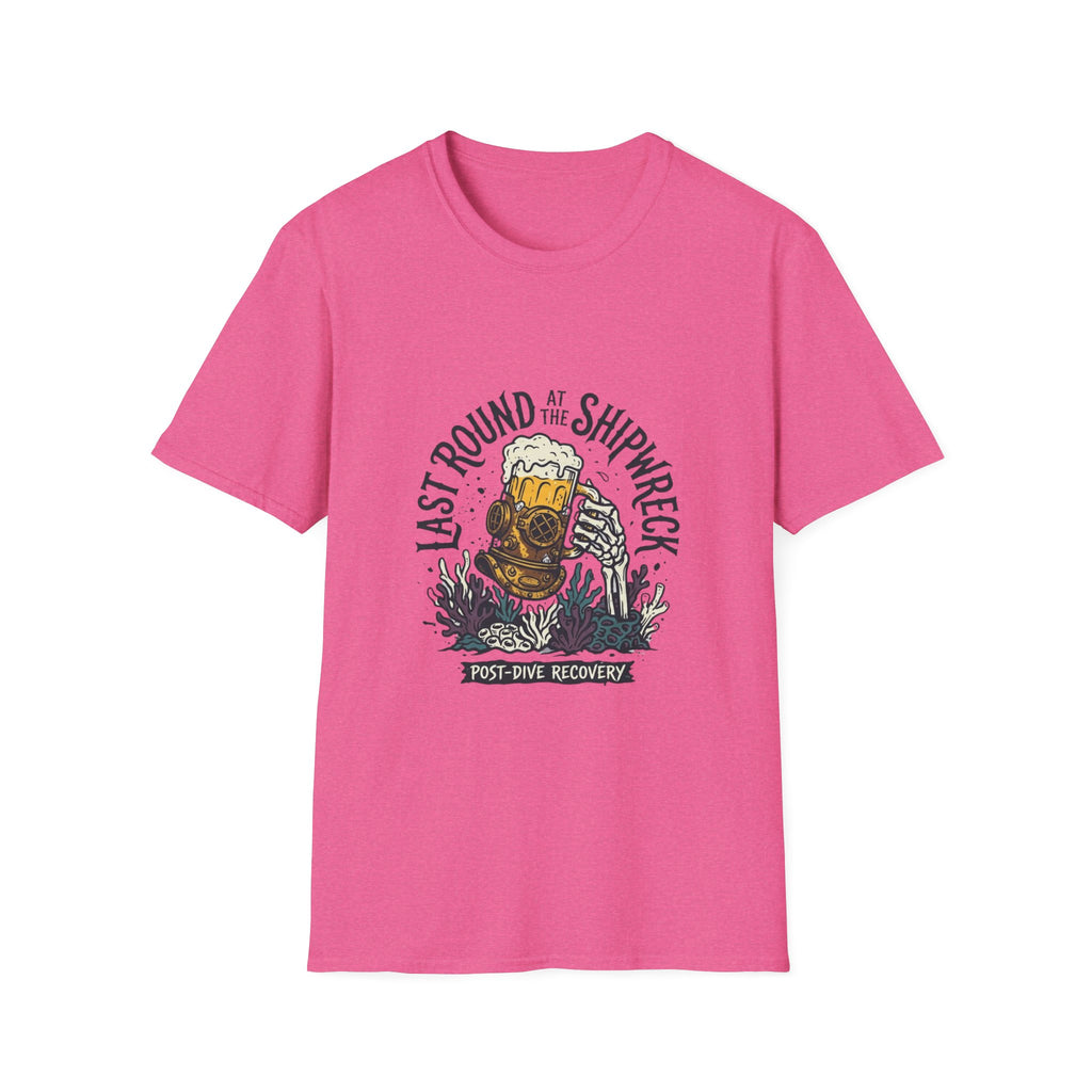 Shipwreck Dive T-Shirt — "Last Round at the Shipwreck" Beer & Scuba Graphic Tee