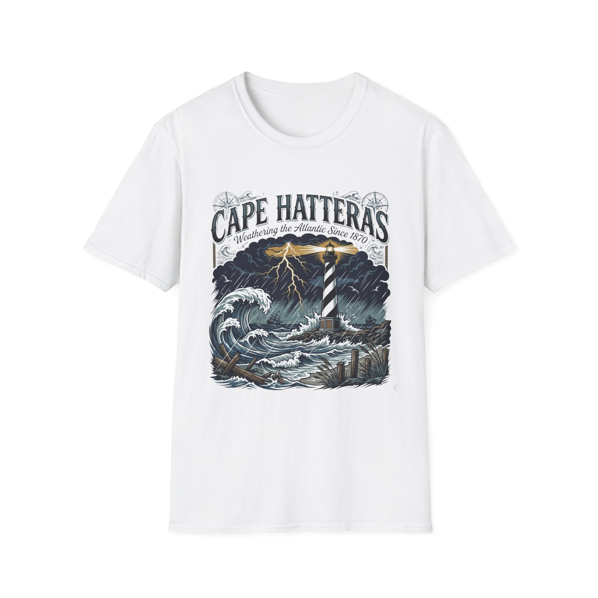 Cape Hatteras Lighthouse Storm T-Shirt — Weathering the Atlantic Since 1870