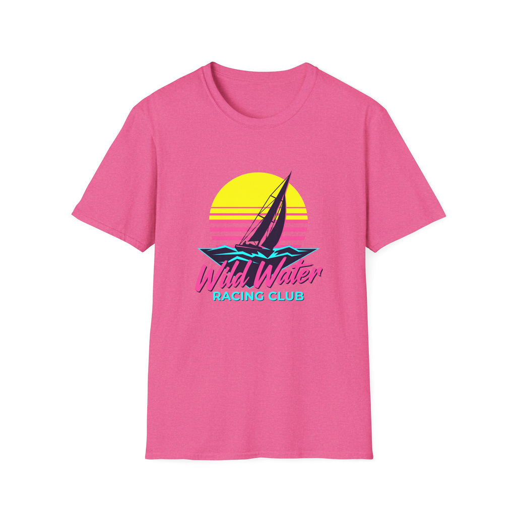 Sailboat Sunset T-Shirt — "Wild Water Racing Club" Retro Nautical Tee