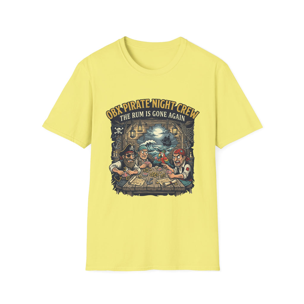 Pirate Night Crew T‑Shirt — "OBX Pirate Night Crew: The Rum Is Gone Again" Graphic Tee