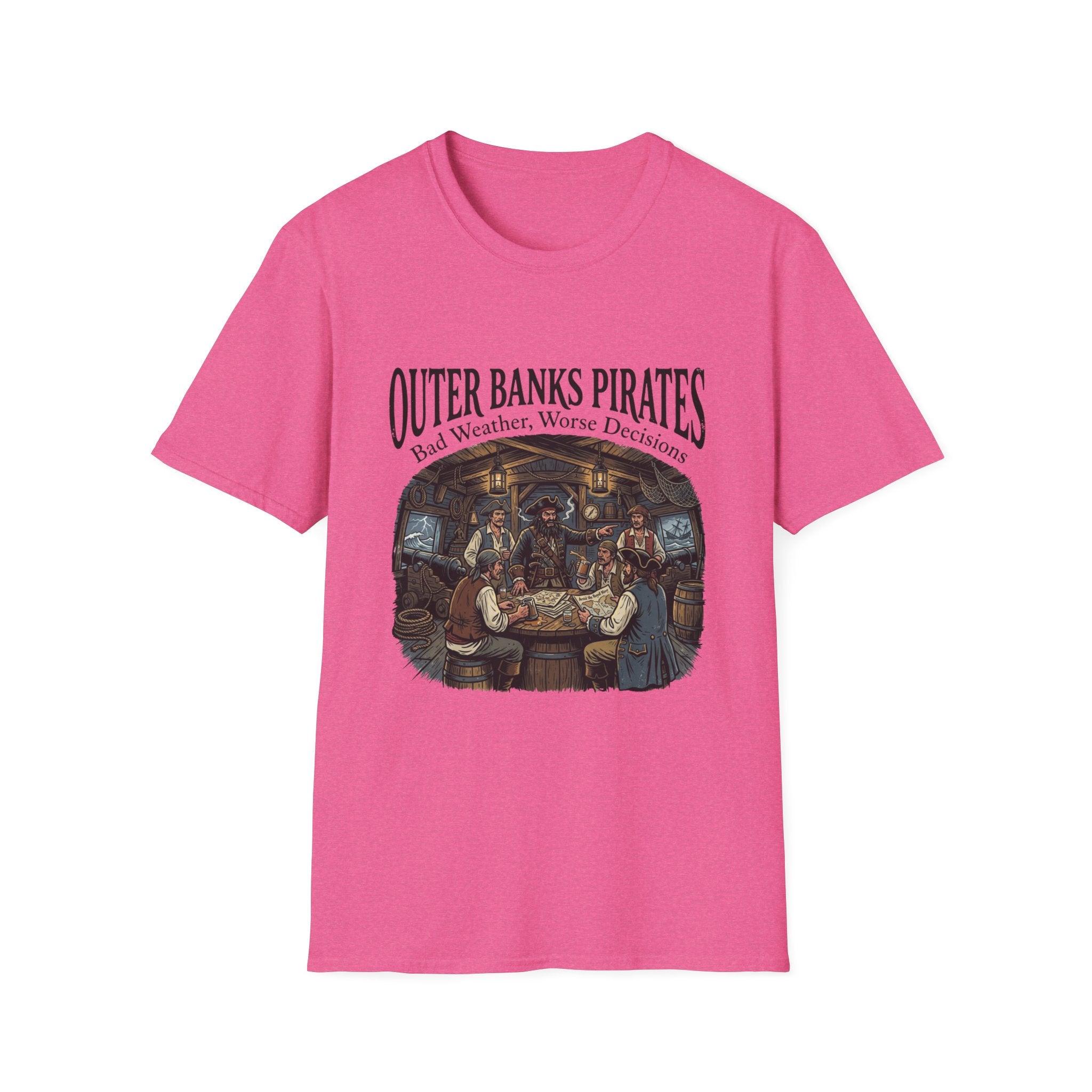 Outer Banks Pirates T-Shirt — "Bad Weather, Worse Decisions" Nautical Pirate Crew Tee