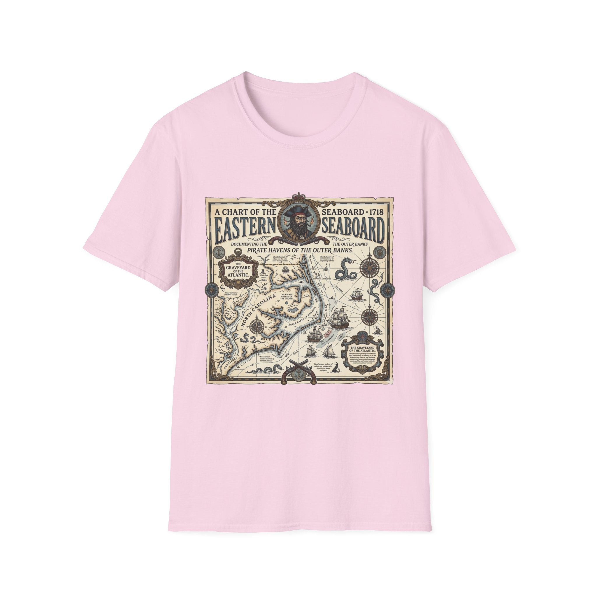 Eastern Seaboard 1718 Vintage Pirate Map T-Shirt