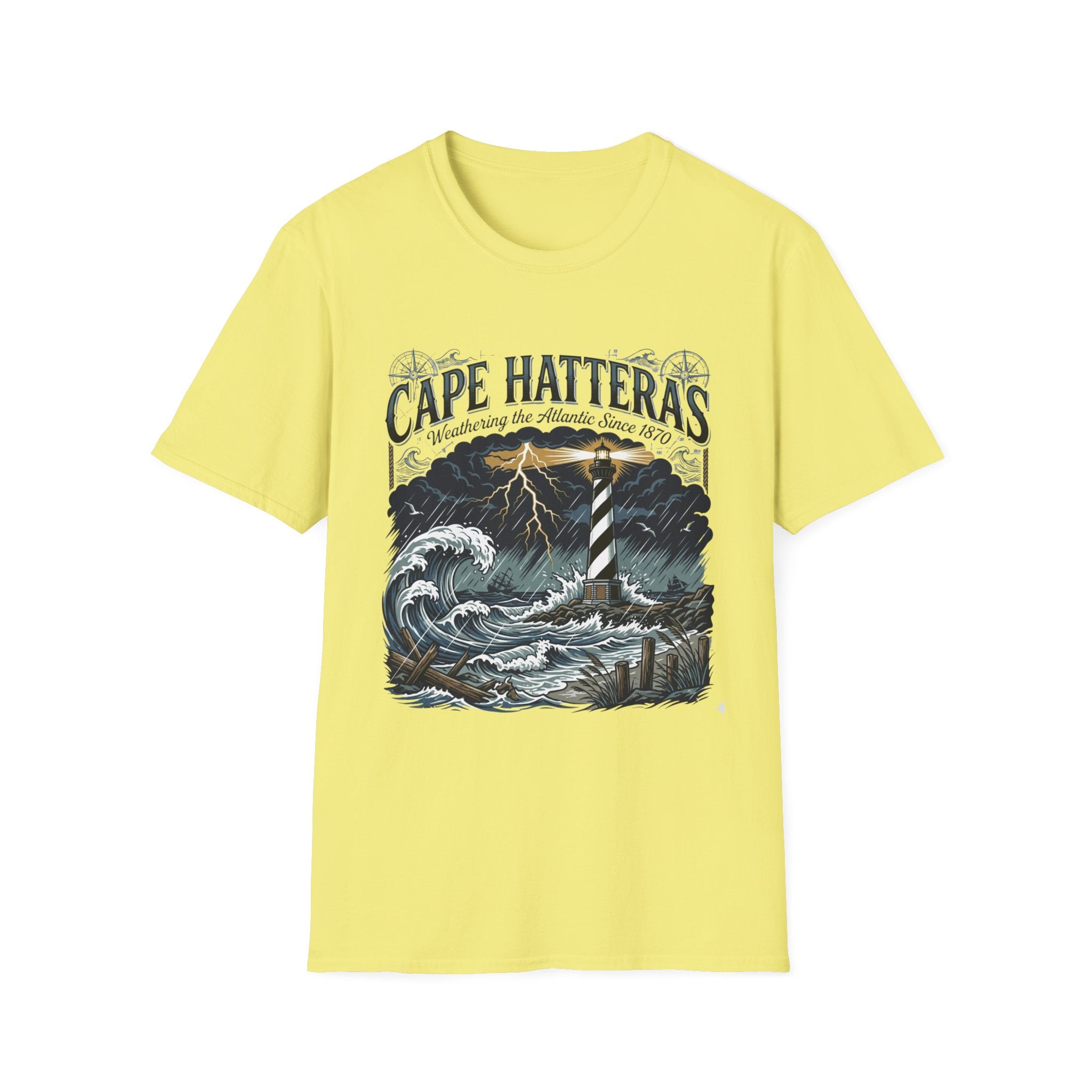 Cape Hatteras Lighthouse Storm T-Shirt — Weathering the Atlantic Since 1870