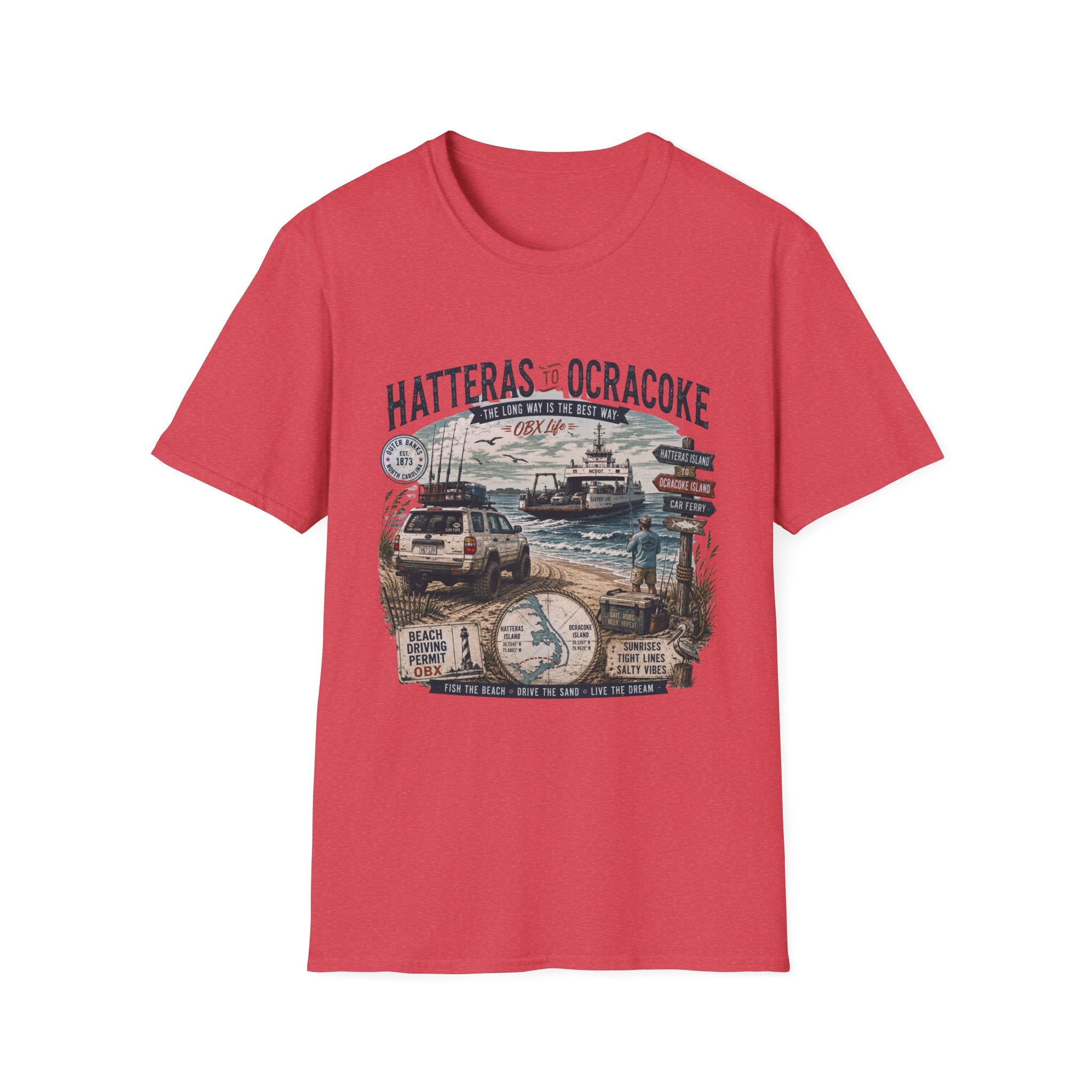 Outer Banks Road Trip T‑Shirt — Hatteras to Ocracoke Coastal Vintage Design
