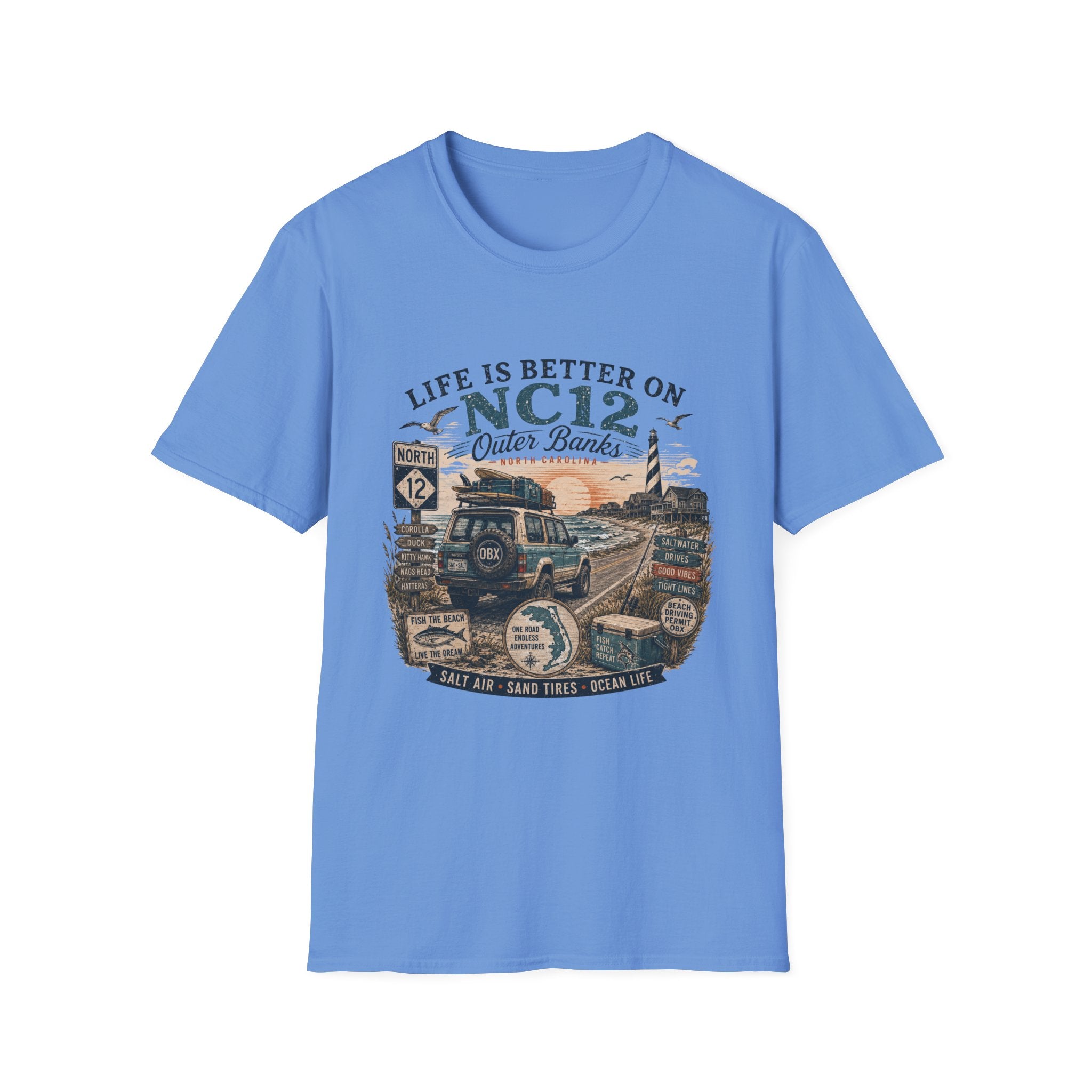 Life Is Better on NC 12 Outer Banks T-Shirt — Coastal Beach Road Trip Tee