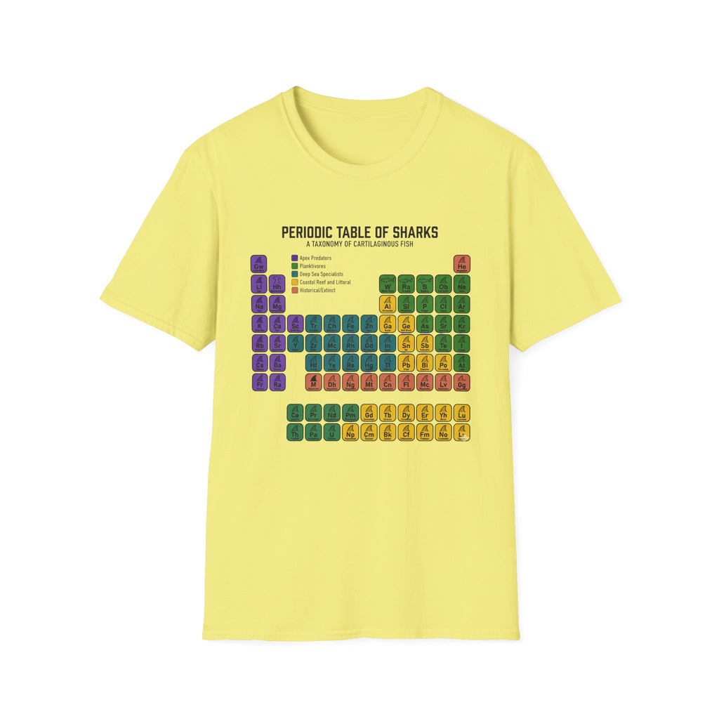 Periodic Table of Sharks T-Shirt — Graphic Shark Species Chart Tee