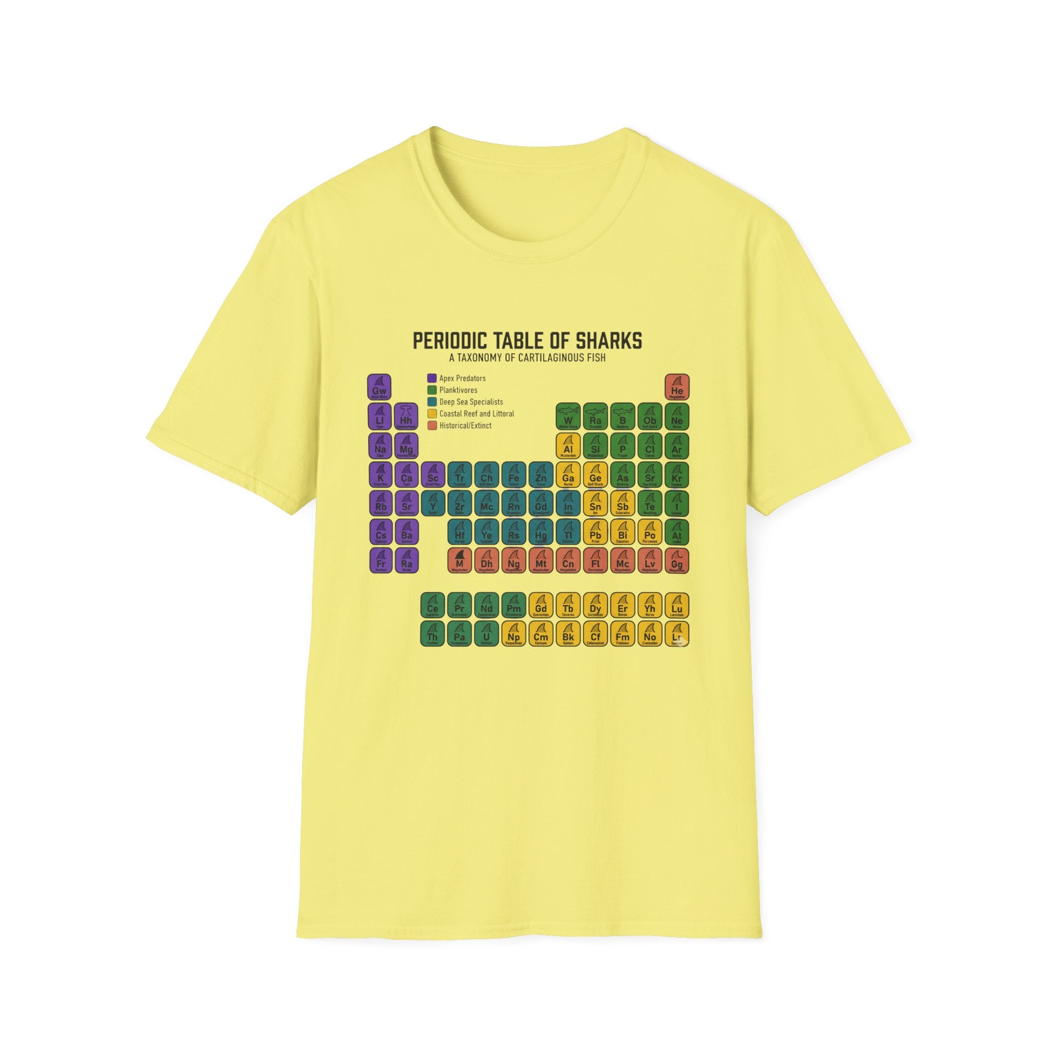 Periodic Table of Sharks T-Shirt — Graphic Shark Species Chart Tee