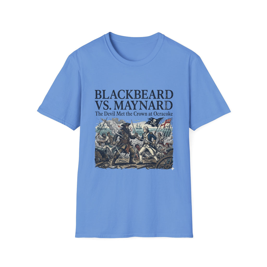 Blackbeard vs. Maynard T‑Shirt — "The Devil Met the Crown at Ocracoke" Historical Pirate Battle Tee
