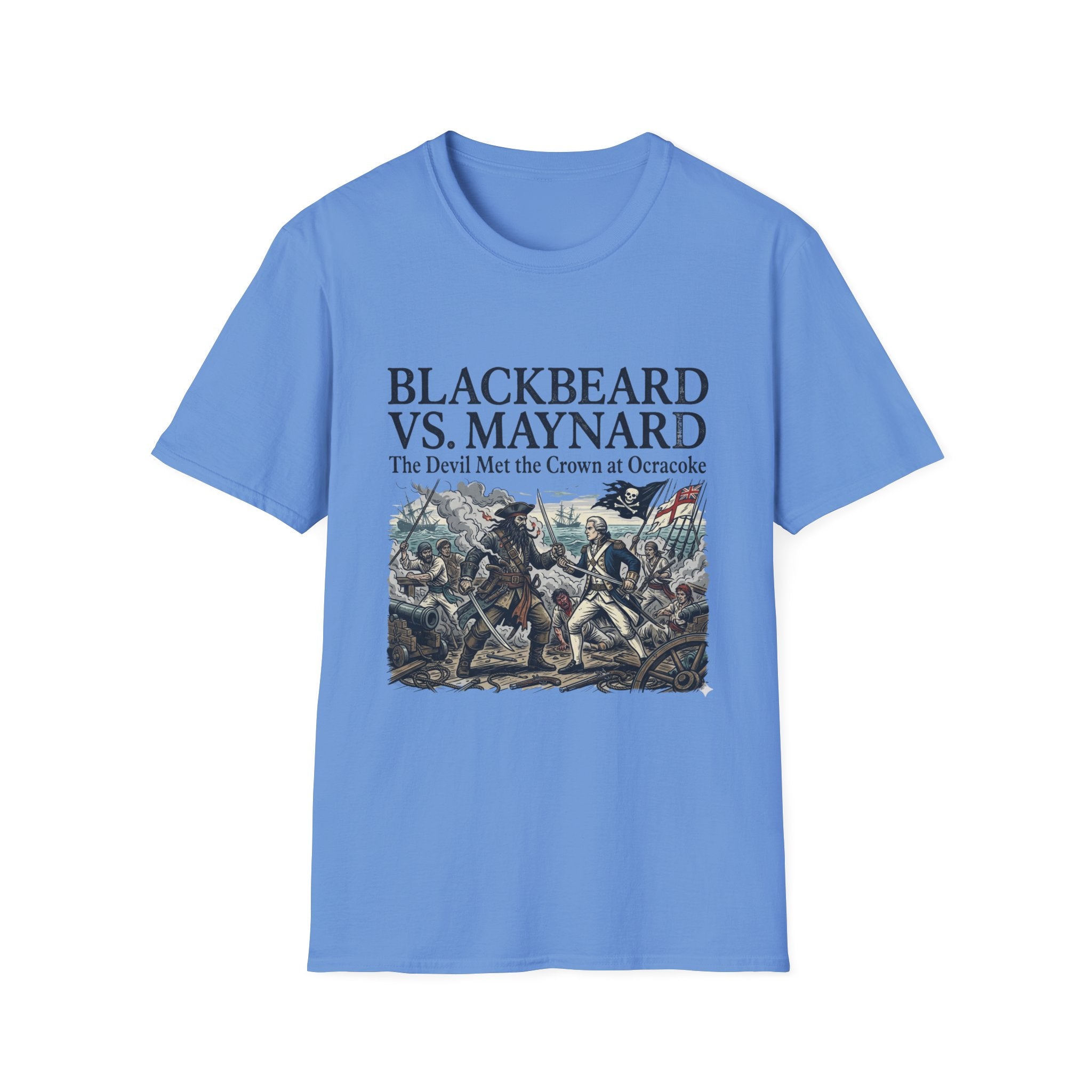 Blackbeard vs. Maynard T‑Shirt — "The Devil Met the Crown at Ocracoke" Historical Pirate Battle Tee
