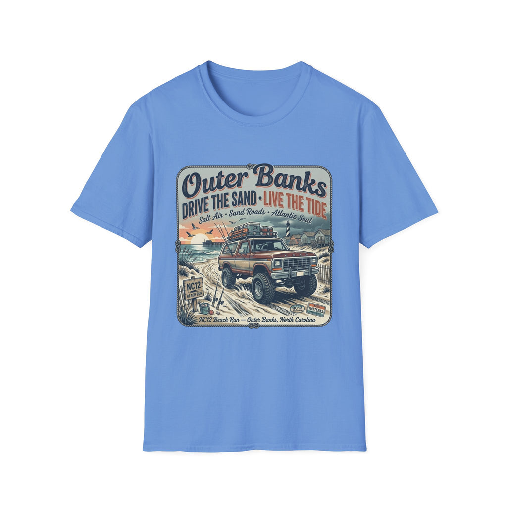Outer Banks T-Shirt — "Drive the Sand • Live the Tide" Vintage Beach Tee