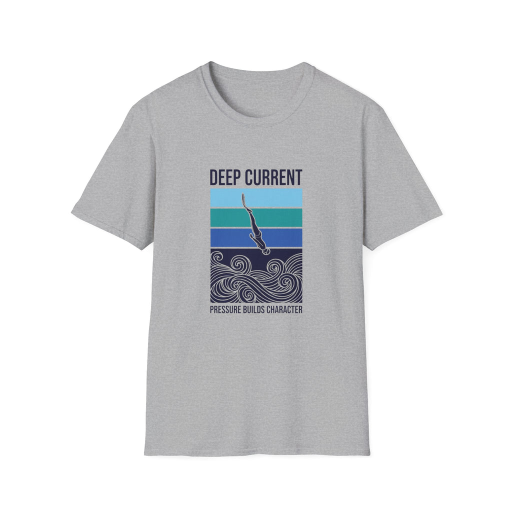 Deep Current Graphic T-Shirt — 'Pressure Builds Character' Ocean Diver Tee