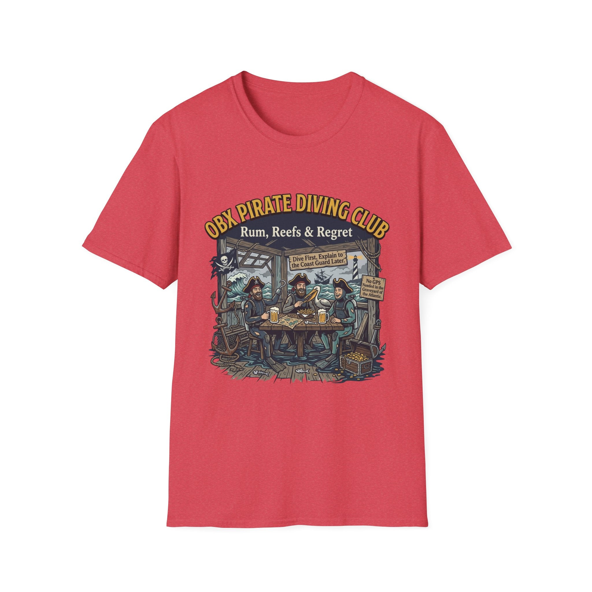 Pirate Diving Club T-Shirt — "Rum, Reefs & Regret" Beach Tee