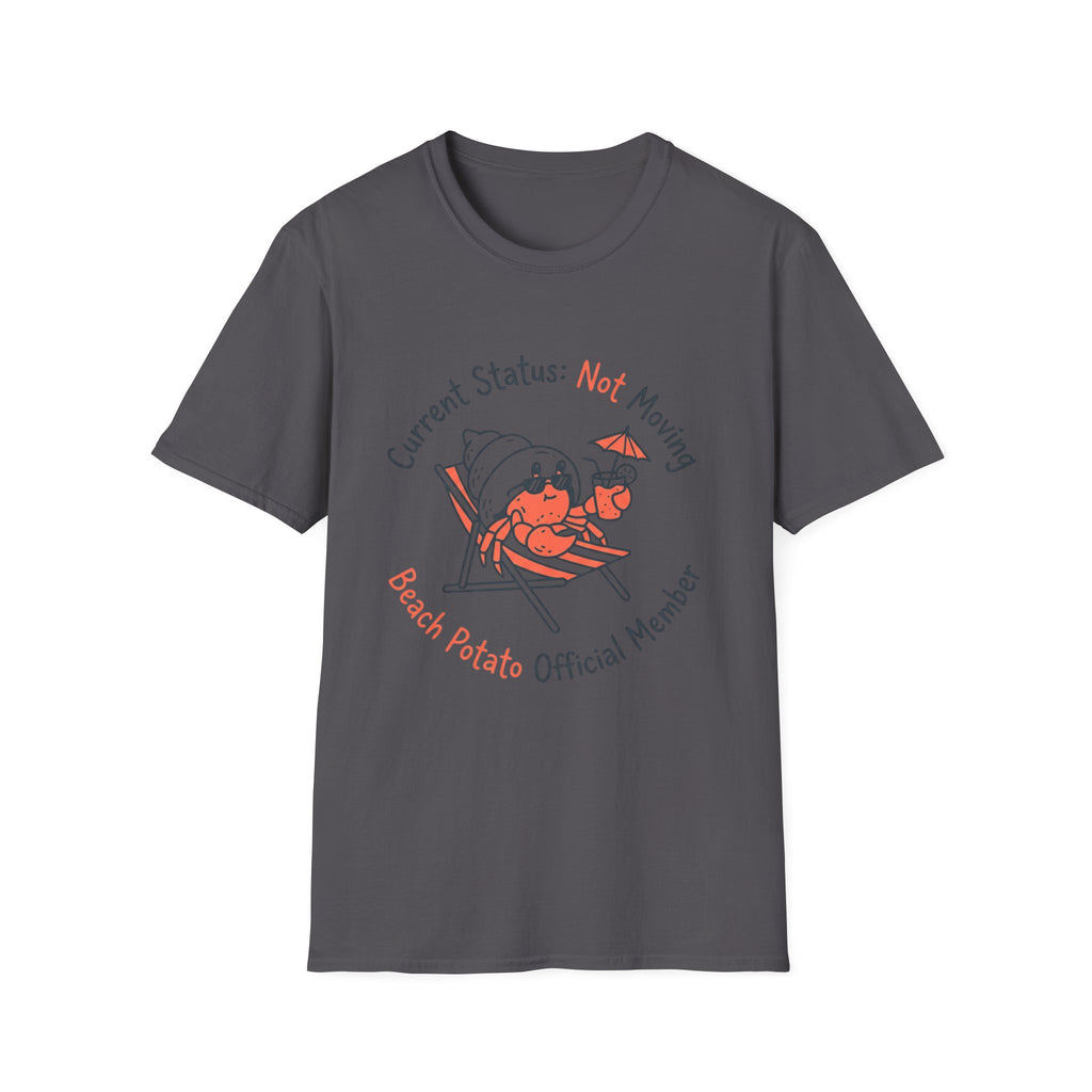 Beach Potato T-Shirt – “Current Status: Not Moving” Relaxed Summer Tee