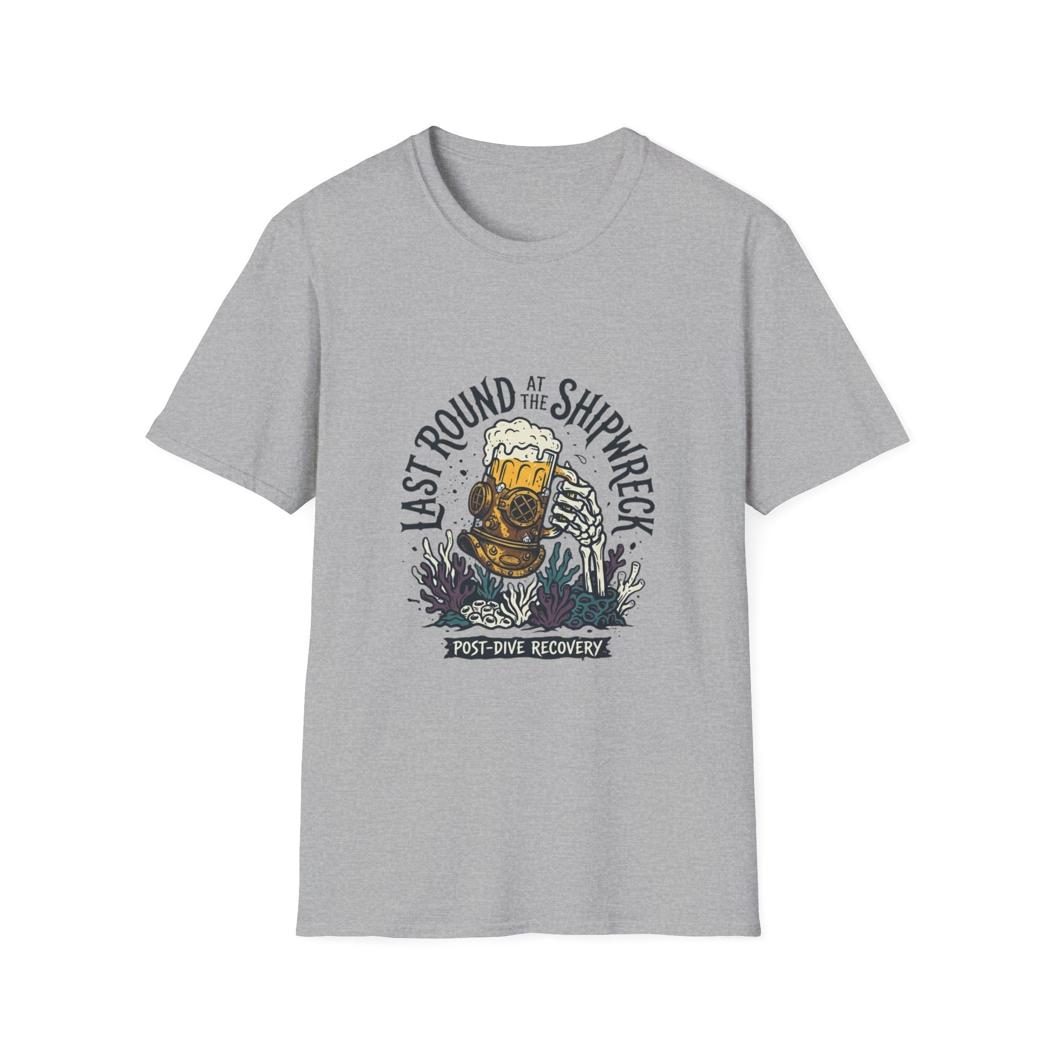 Shipwreck Dive T-Shirt — "Last Round at the Shipwreck" Beer & Scuba Graphic Tee