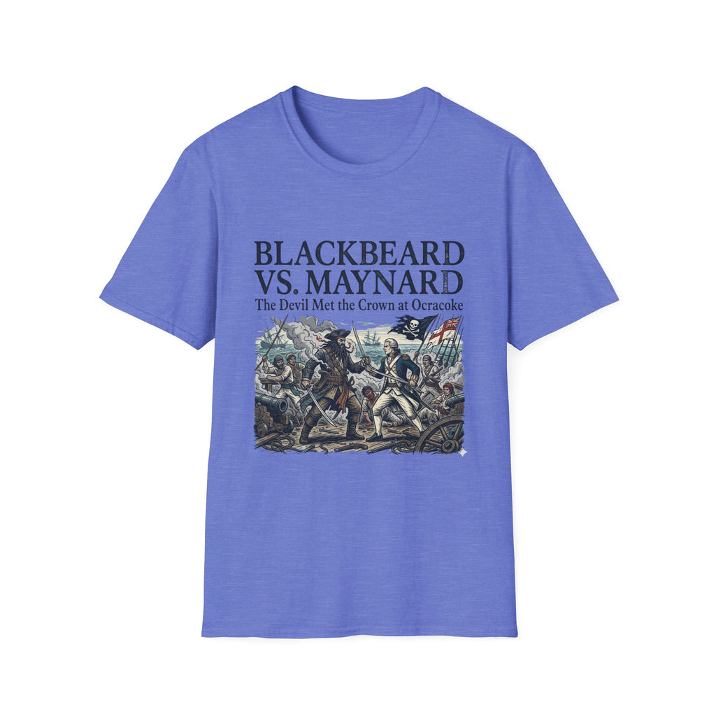 Blackbeard vs. Maynard T‑Shirt — "The Devil Met the Crown at Ocracoke" Historical Pirate Battle Tee