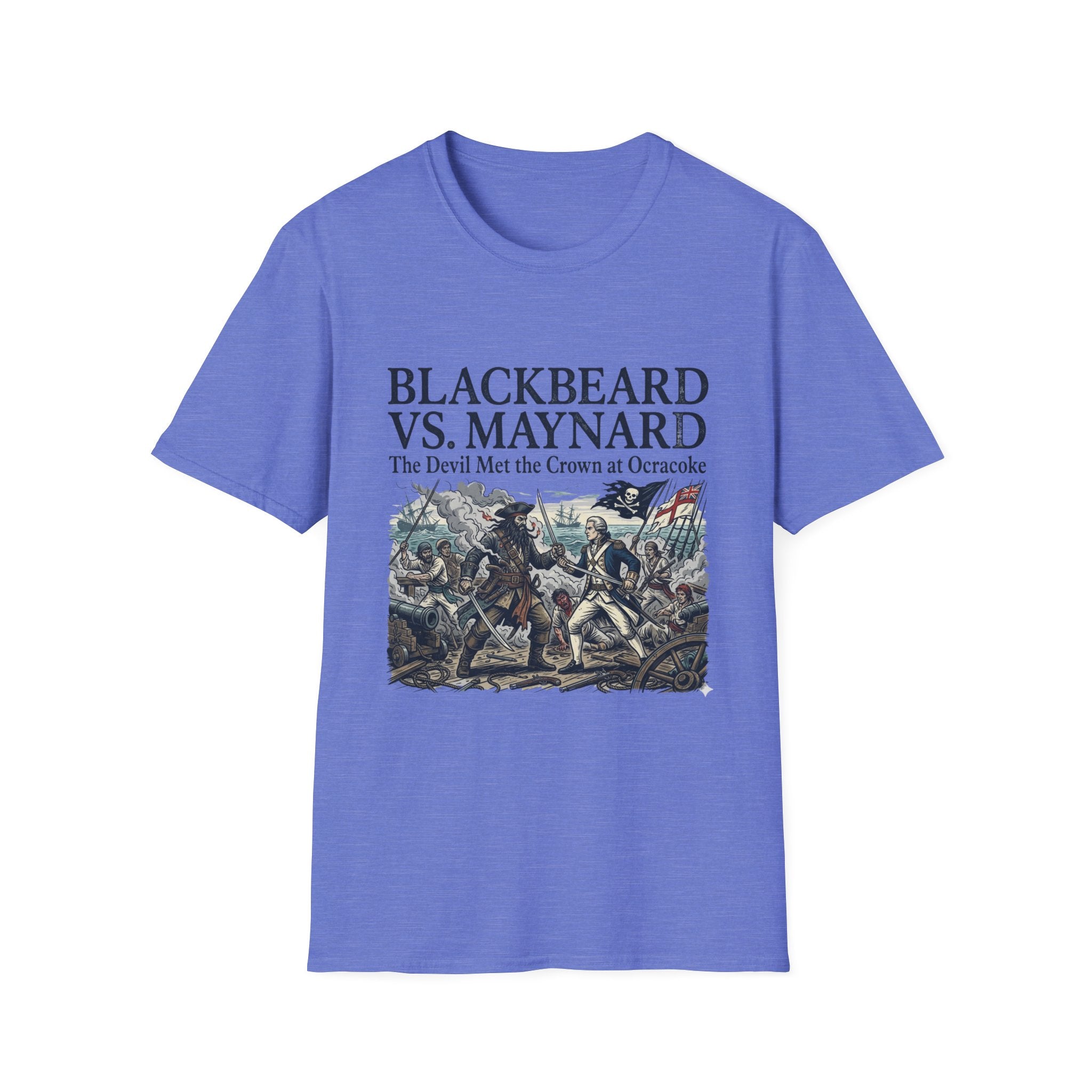 Blackbeard vs. Maynard T‑Shirt — "The Devil Met the Crown at Ocracoke" Historical Pirate Battle Tee
