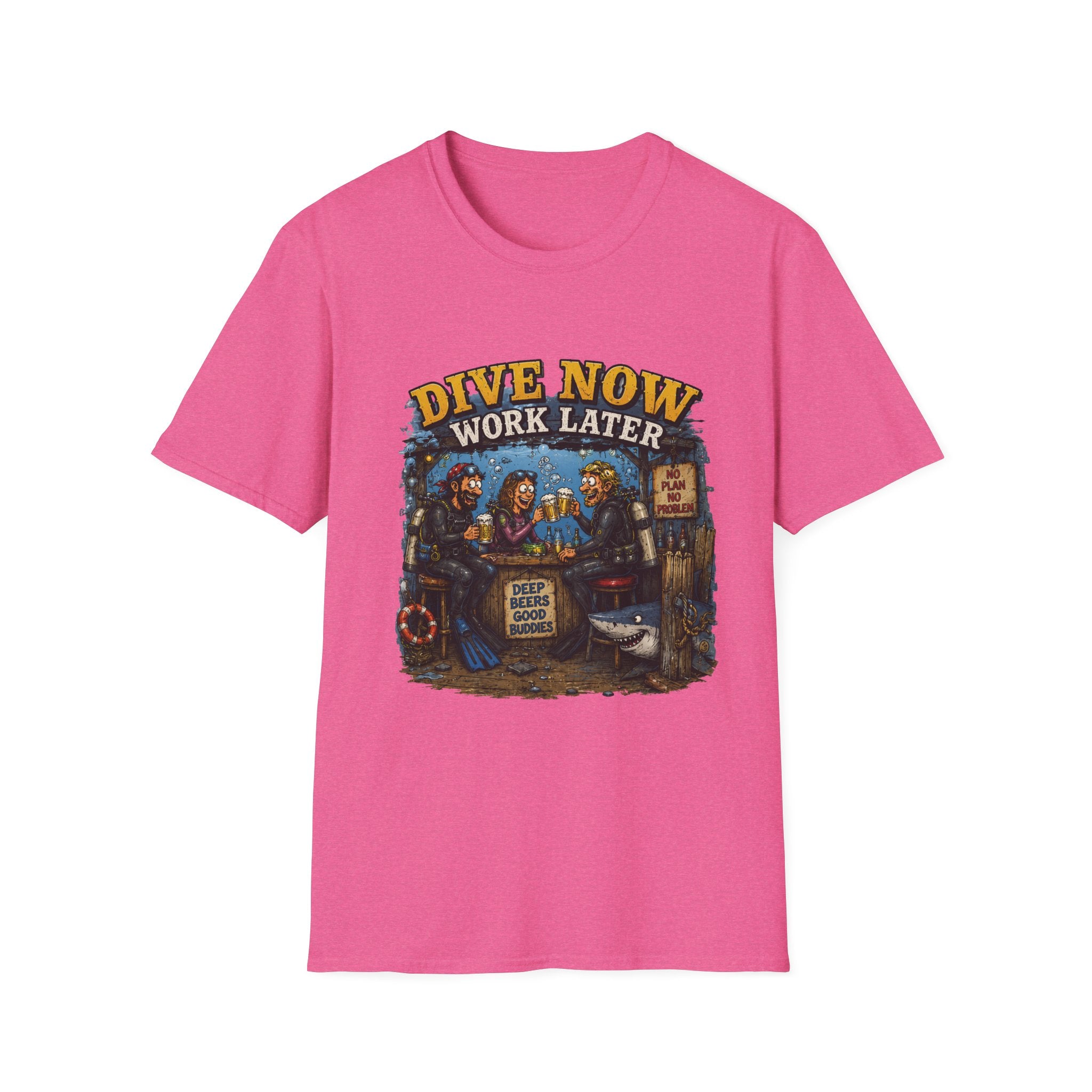 Dive Now Work Later T-Shirt — Funny Scuba Diving Tee for Divers