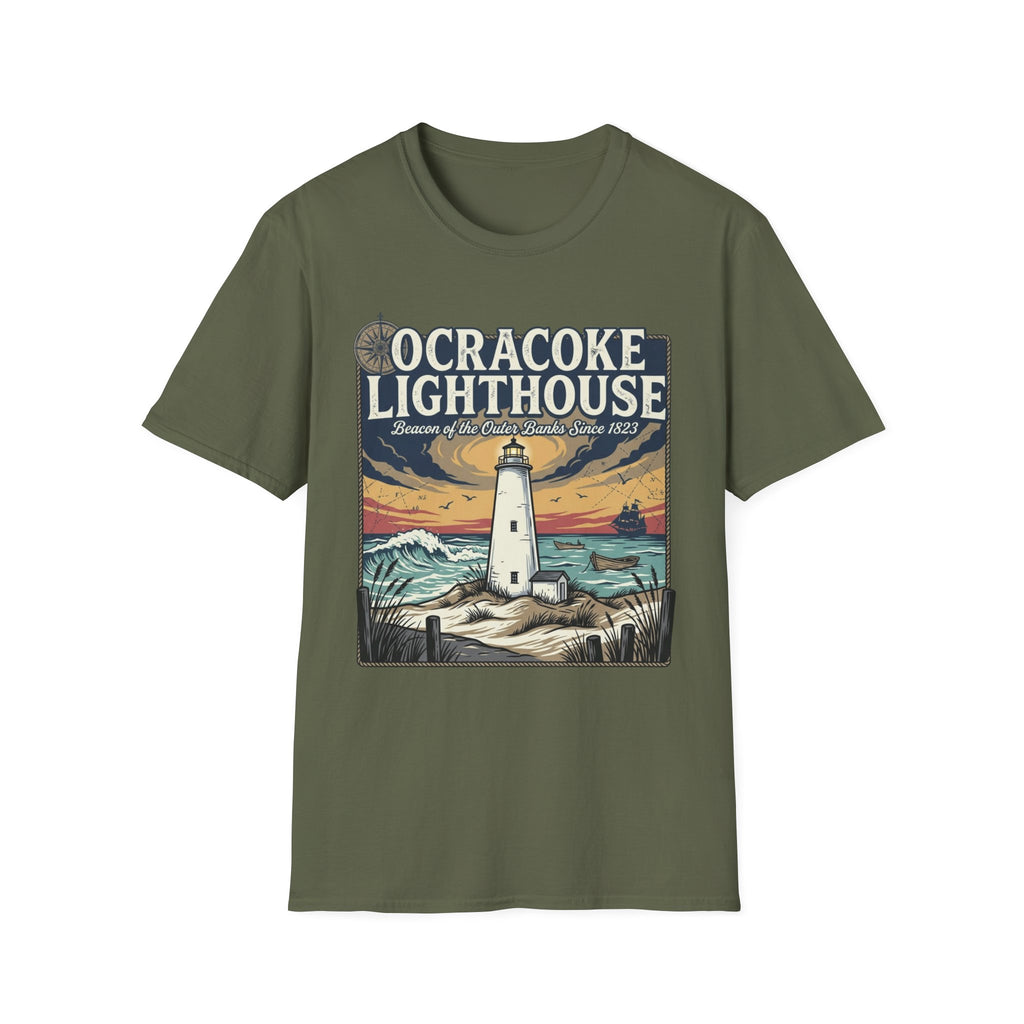 Ocracoke Lighthouse T-Shirt — Vintage Coastal Beacon Tee