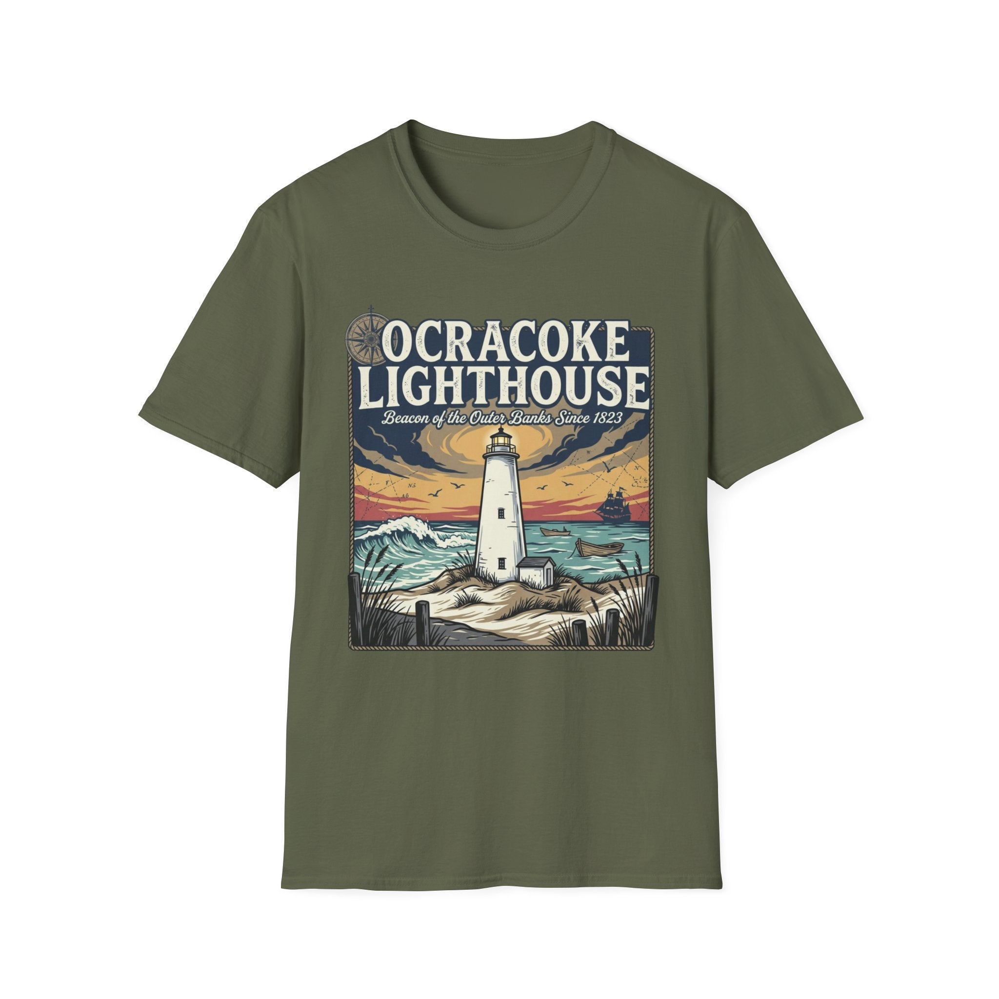 Ocracoke Lighthouse T-Shirt — Vintage Coastal Beacon Tee
