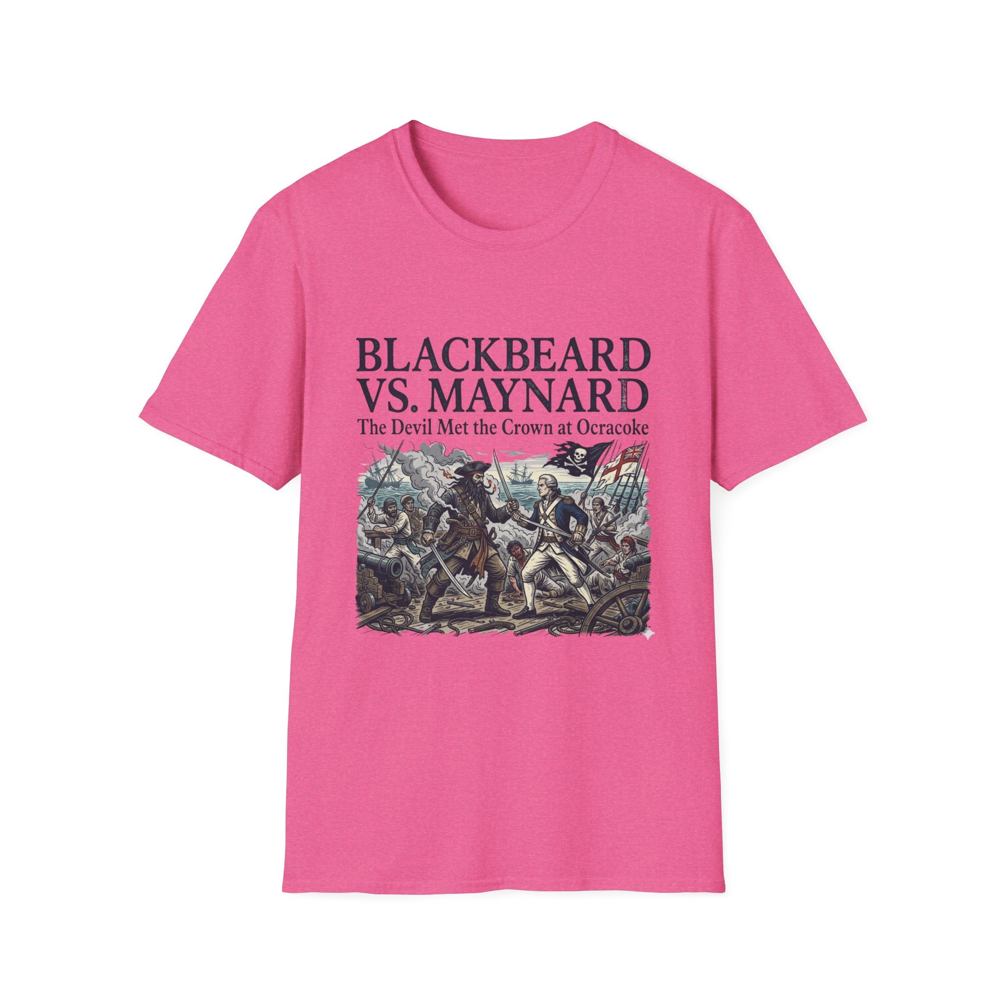 Blackbeard vs. Maynard T‑Shirt — "The Devil Met the Crown at Ocracoke" Historical Pirate Battle Tee