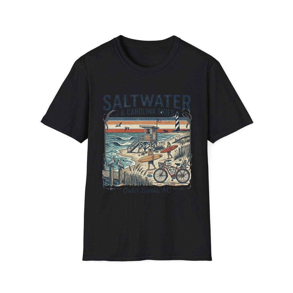 Saltwater & Carolina Skies T-Shirt — Outer Banks Vintage Beach Tee