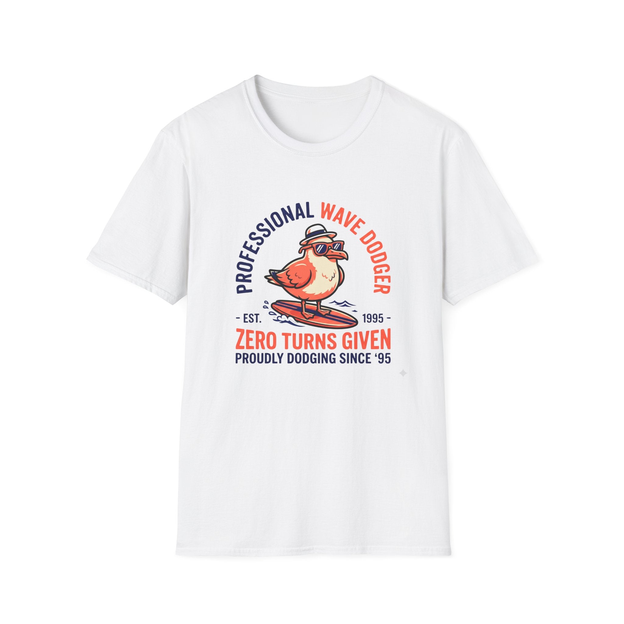 T-Shirt — "Professional Wave Dodger: Zero Turns Given" Surf Humor Tee