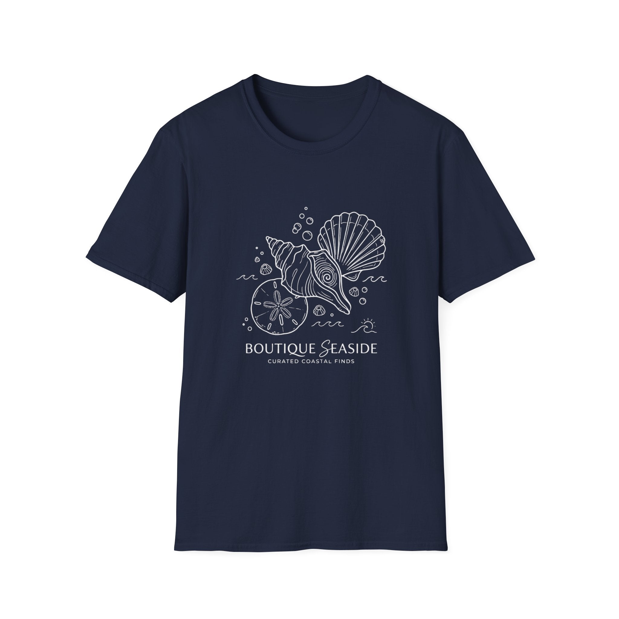 Seaside Boutique Shells T-Shirt – Minimal Coastal Graphic Tee