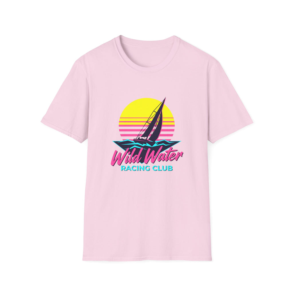 Sailboat Sunset T-Shirt — "Wild Water Racing Club" Retro Nautical Tee