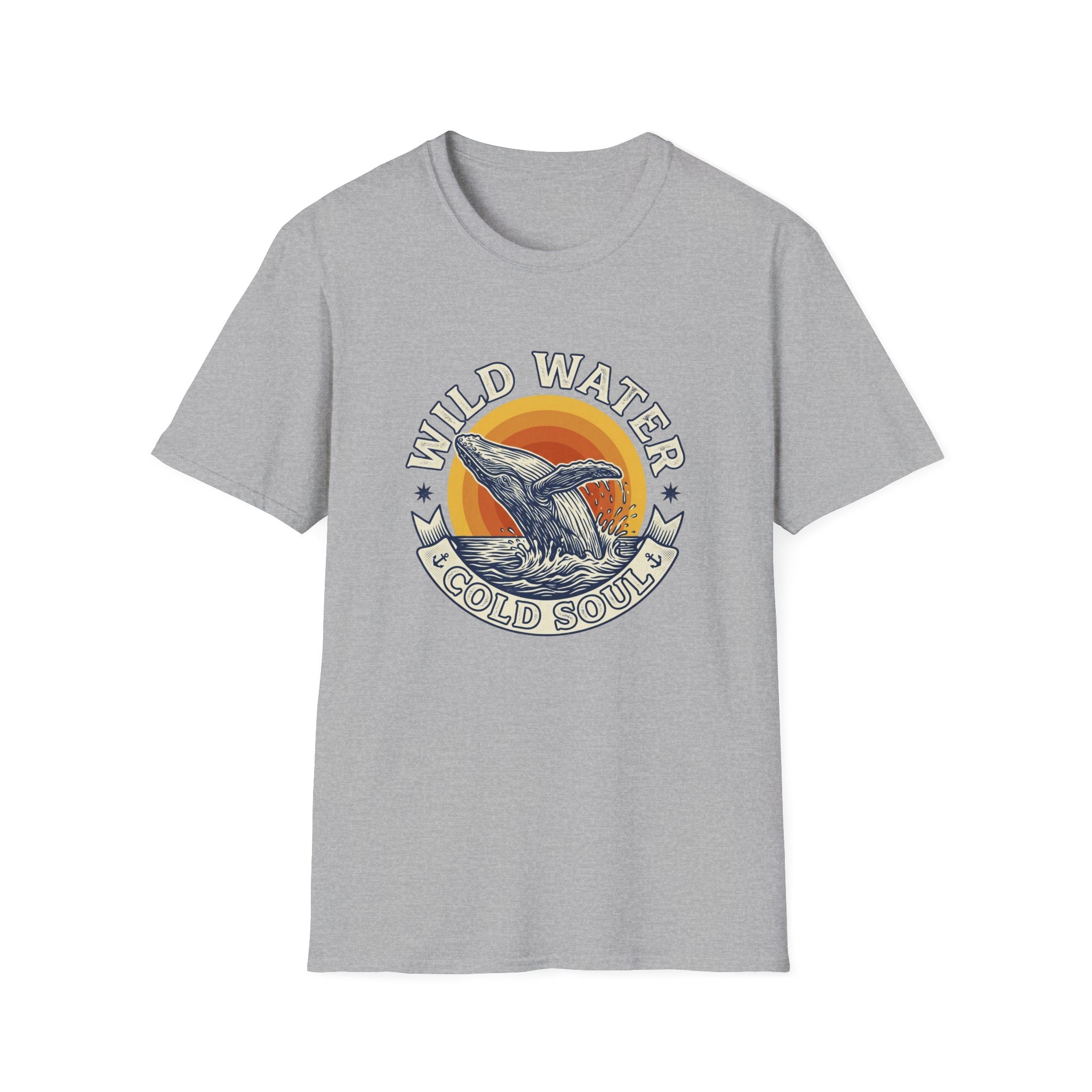 Wild Water Cold Soul Whale T-Shirt — Vintage Ocean Sunset Tee