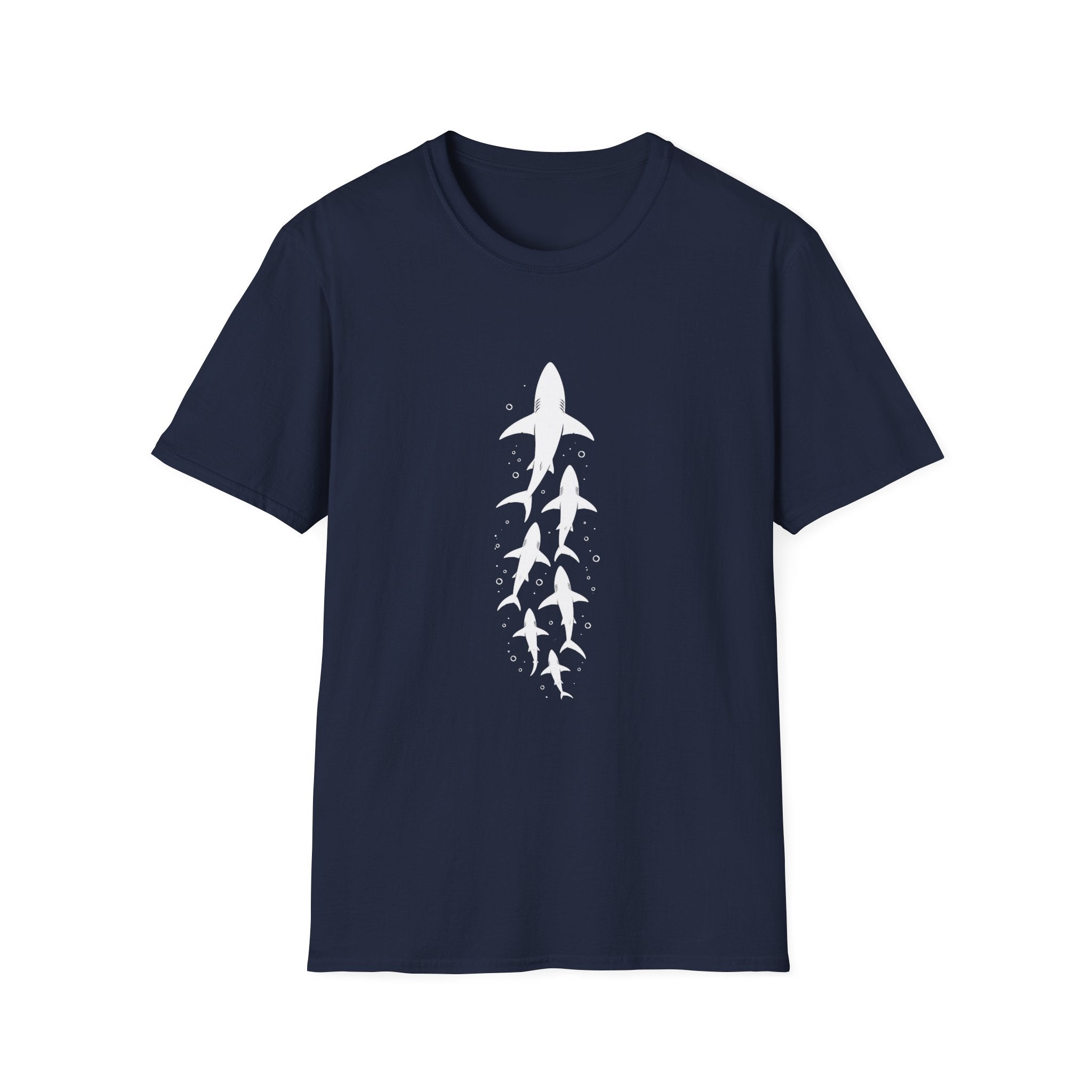 Shark Family Graphic T-Shirt — Vertical White Sharks Design