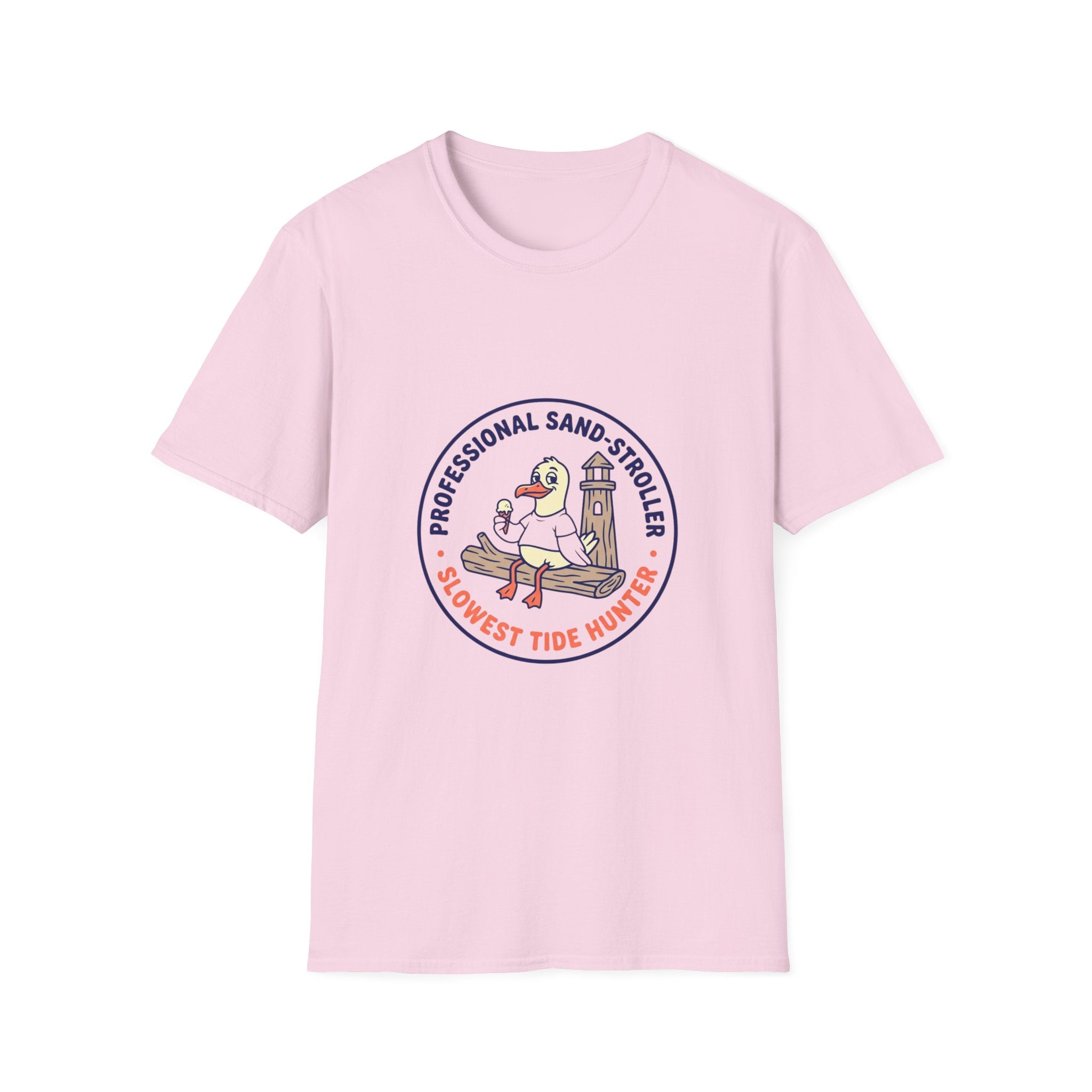 T-Shirt — "Professional Sand Stroller" Seagull Design (Slowest Tide Hunter)