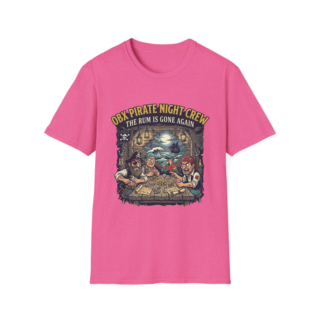 Pirate Night Crew T‑Shirt — "OBX Pirate Night Crew: The Rum Is Gone Again" Graphic Tee